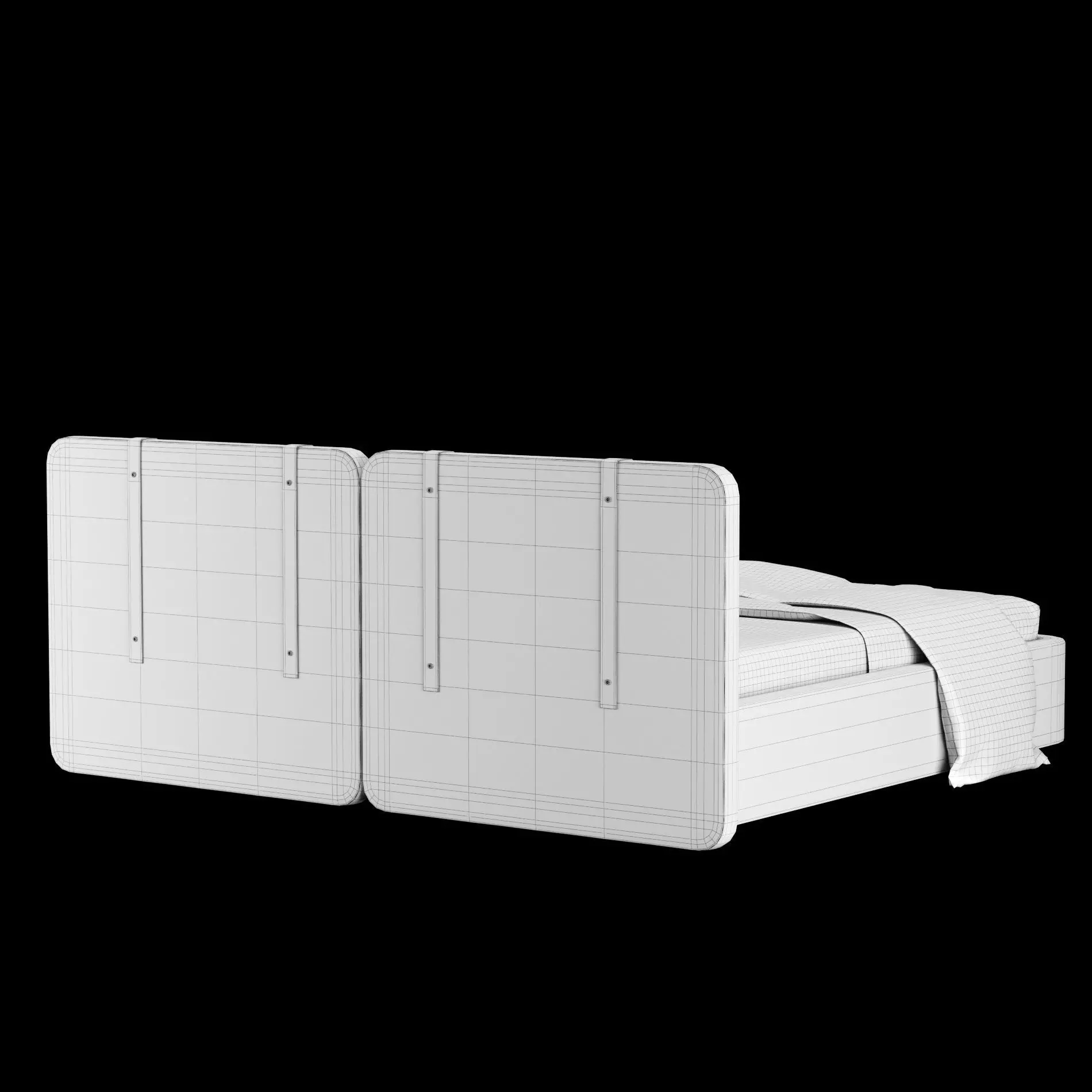 Bed with pillows and blanket 019 3D model_14