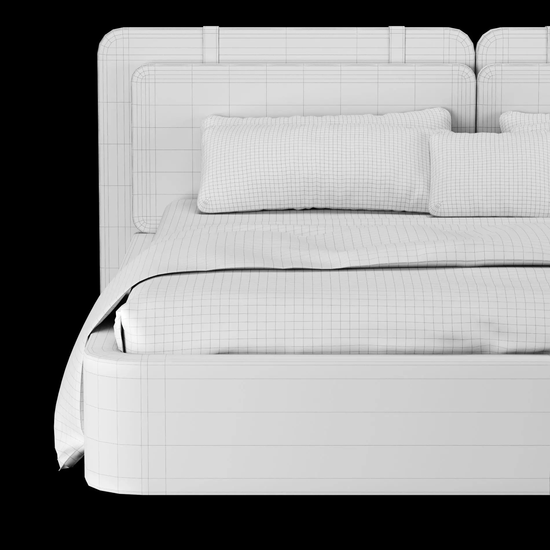 Bed with pillows and blanket 019 3D model_6