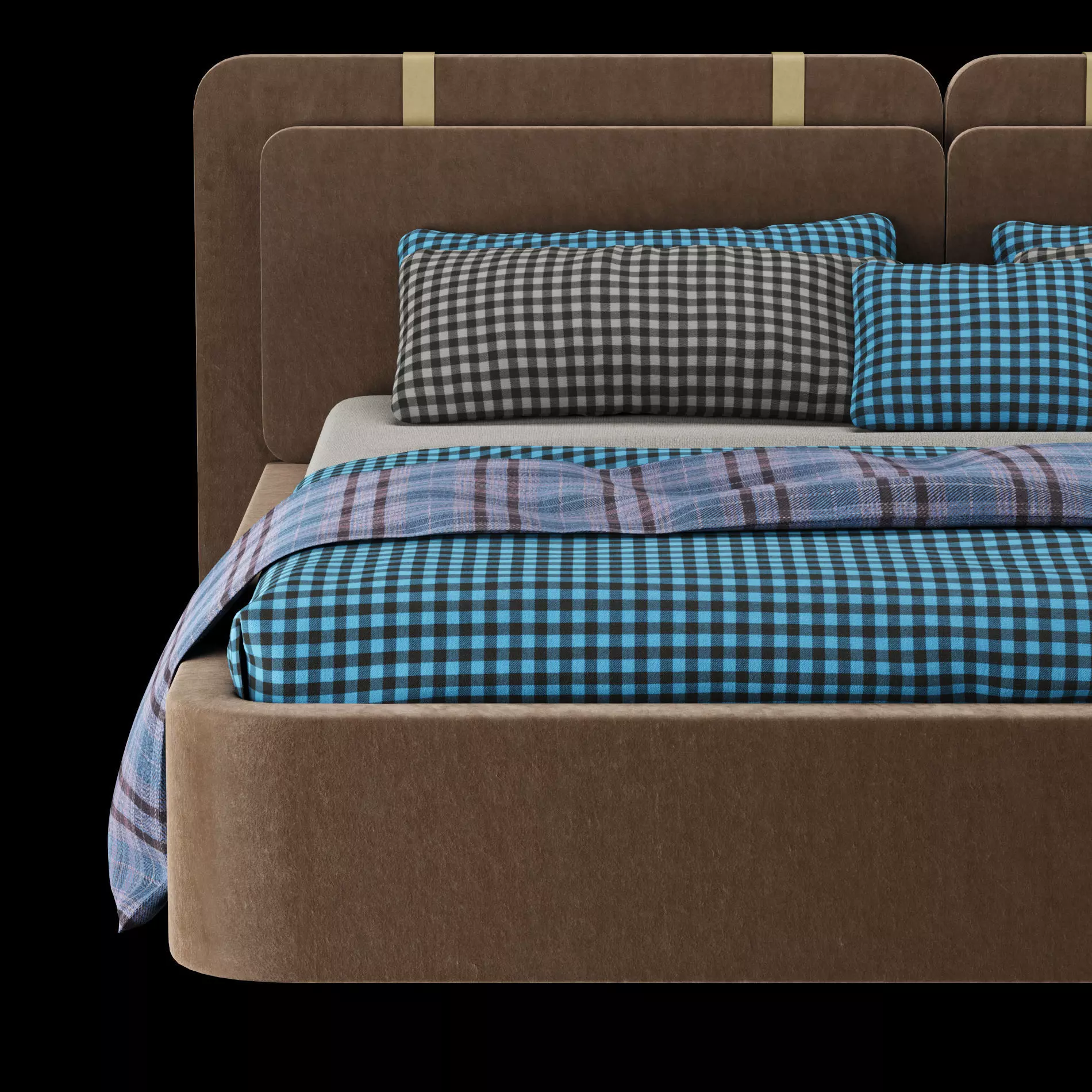 Bed with pillows and blanket 019 3D model_5