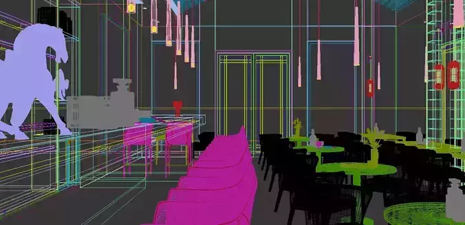 Restaurant Interior Design 3D model 7