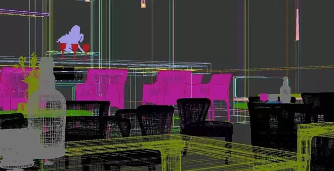 Restaurant Interior Design 3D model 6