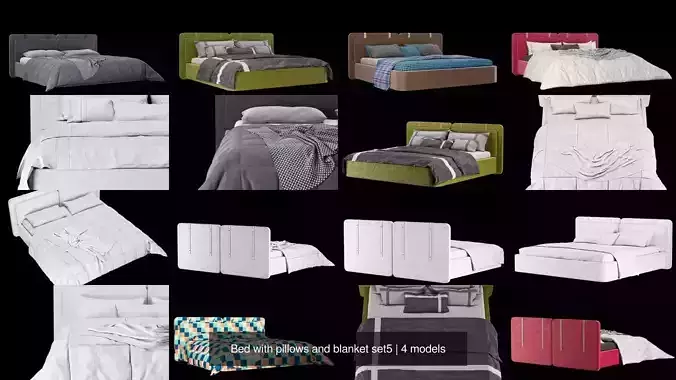 Bed with pillows and blanket set5