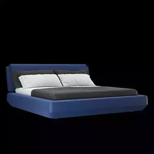 Bed with pillows and blanket 021 3D model