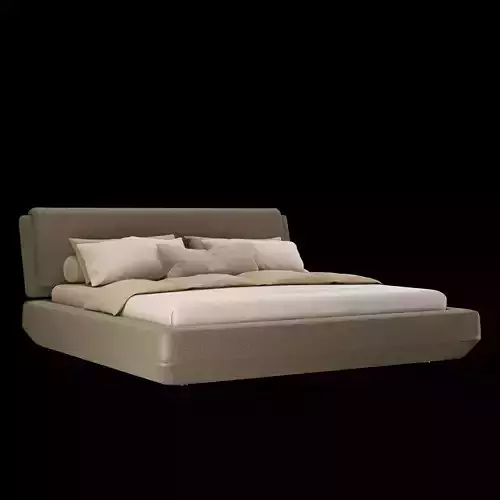 Modern fabric upholstered double bed with bedding set 022
