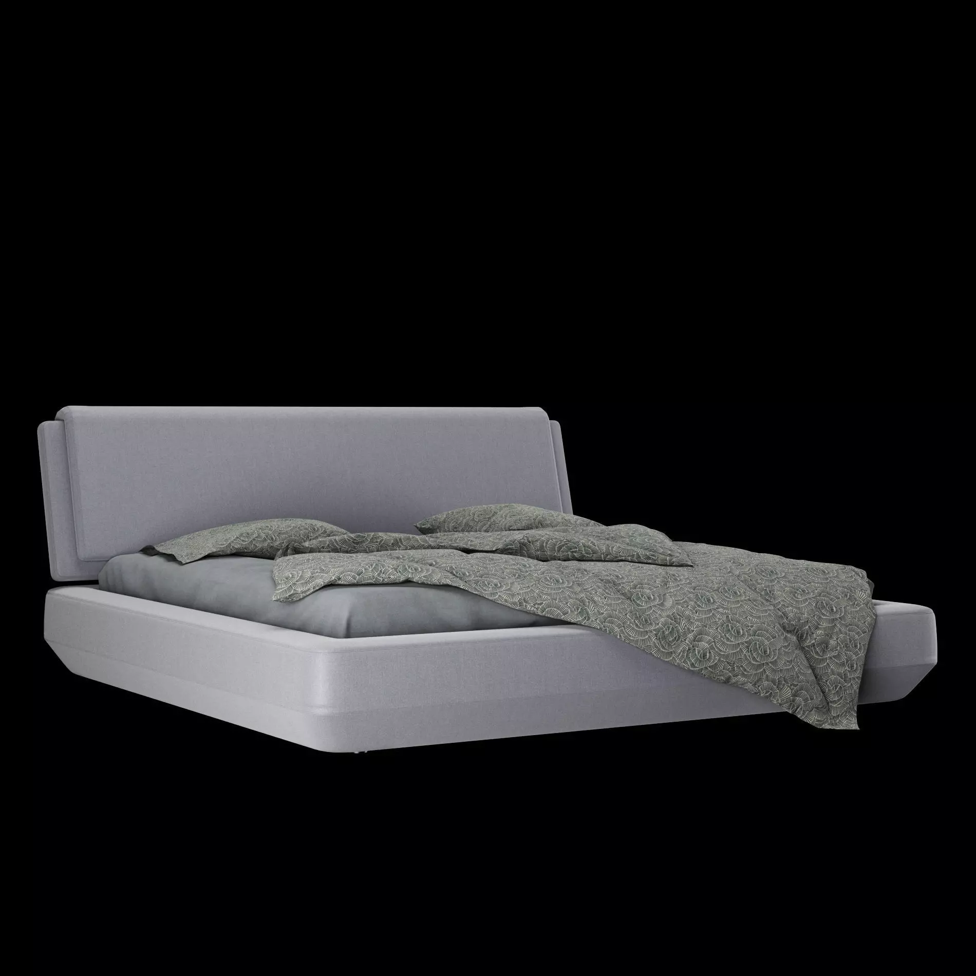 Bed with pillows and blanket 024 3D model_0