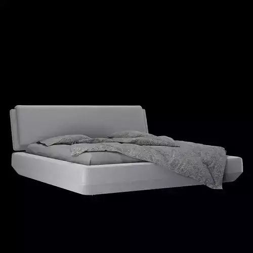 Modern fabric upholstered double bed with bedding set 024