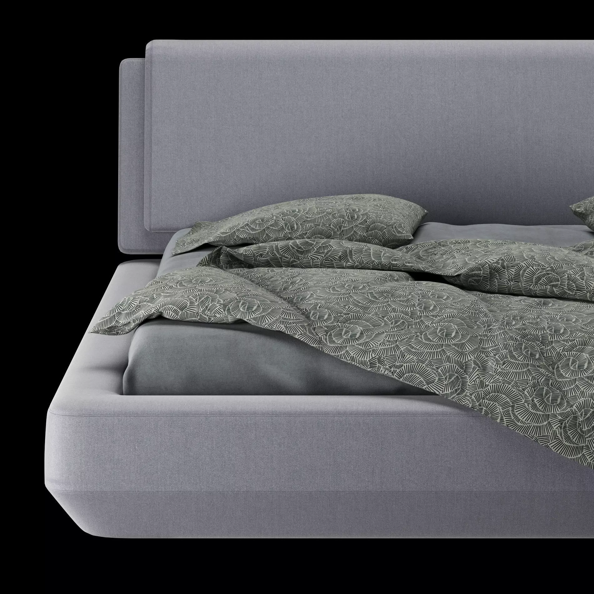 Bed with pillows and blanket 024 3D model_5