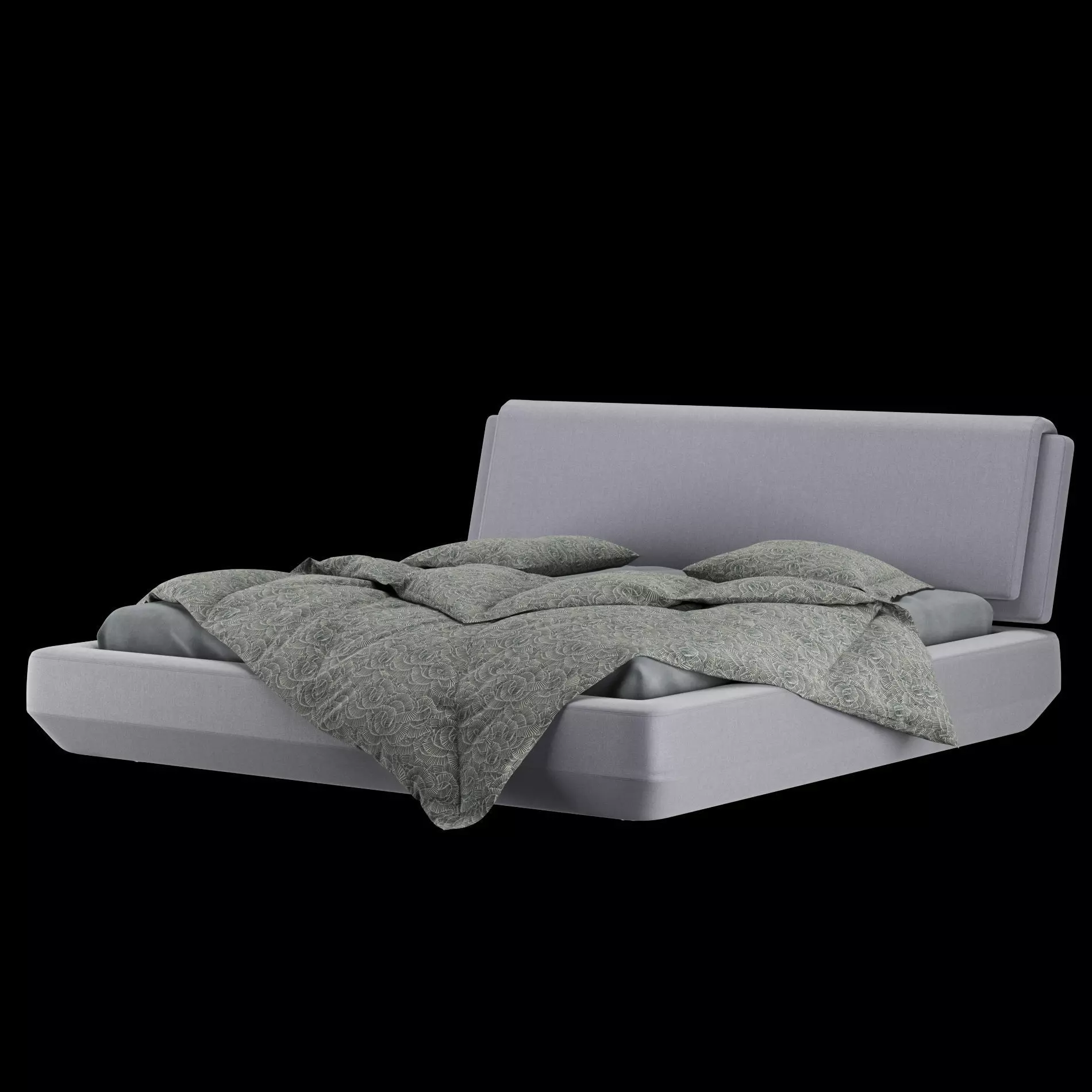 Bed with pillows and blanket 024 3D model_11
