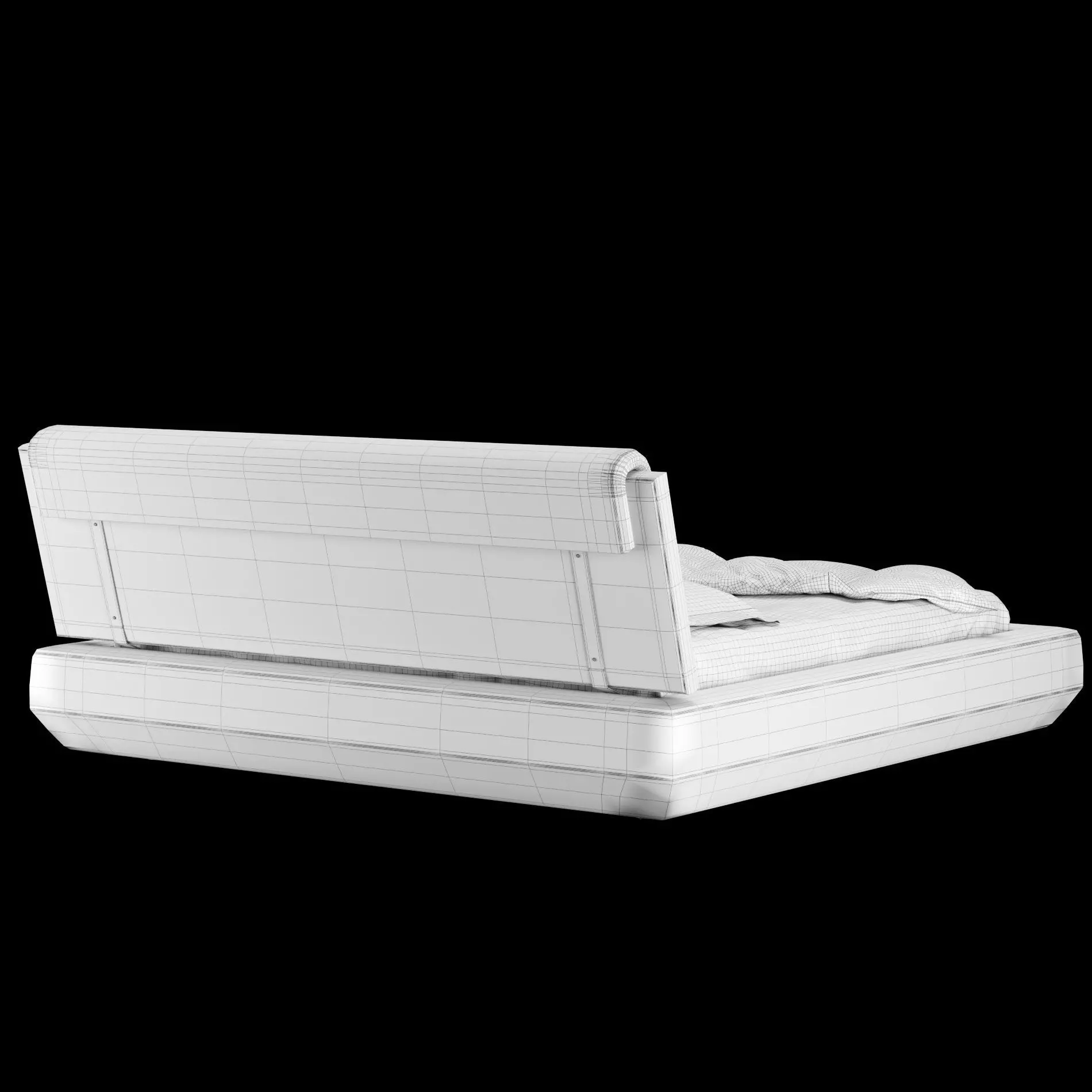 Bed with pillows and blanket 024 3D model_14