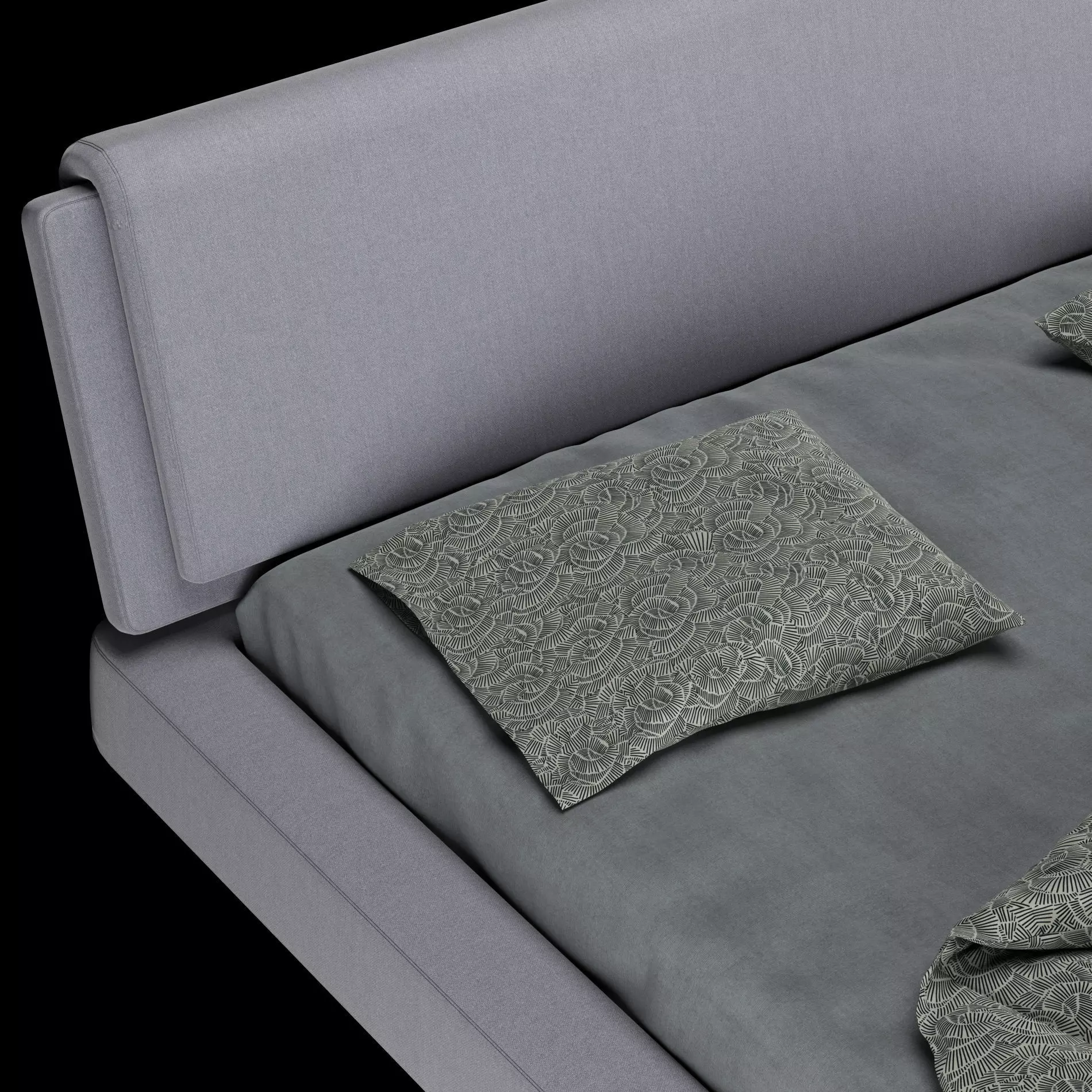 Bed with pillows and blanket 024 3D model_7