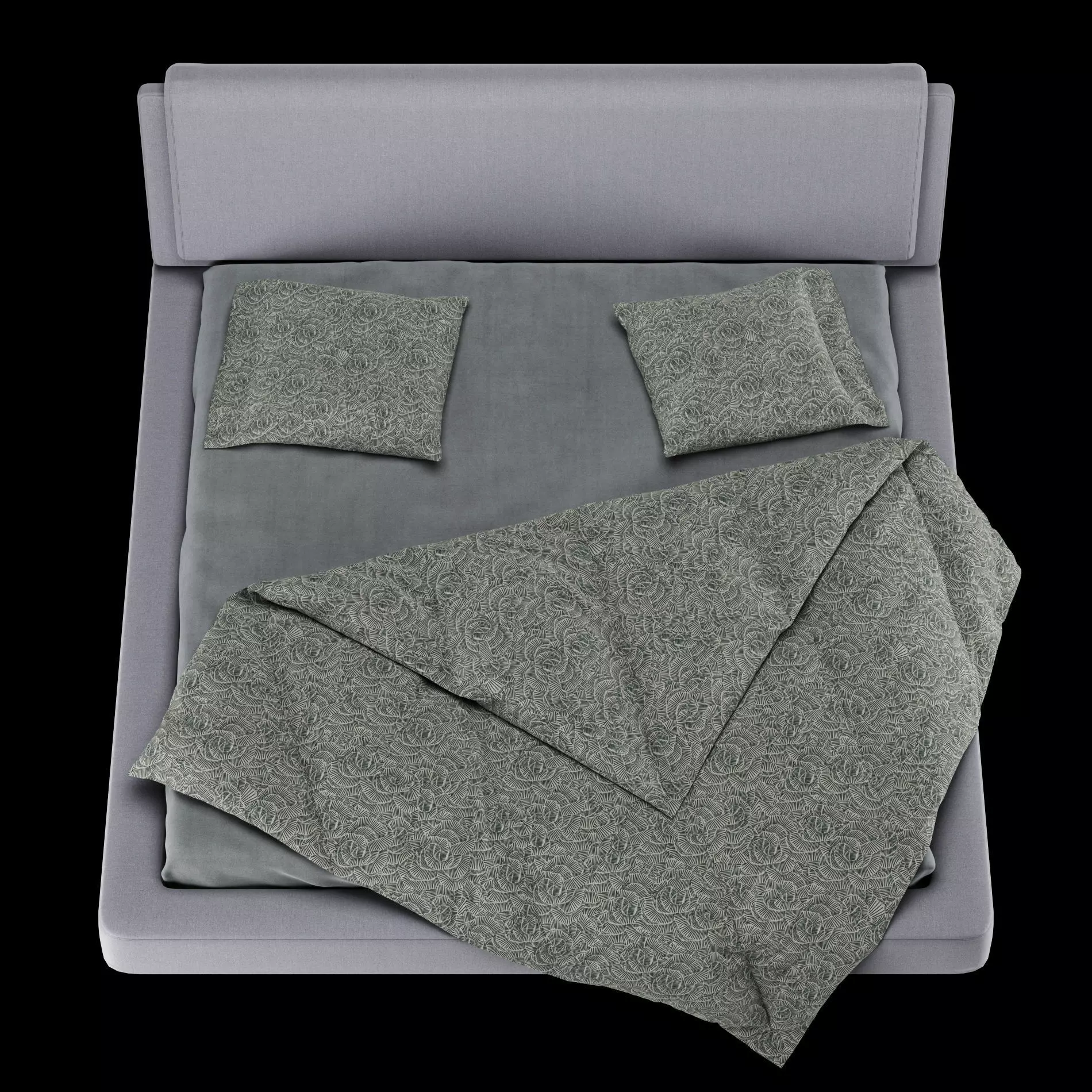 Bed with pillows and blanket 024 3D model_9