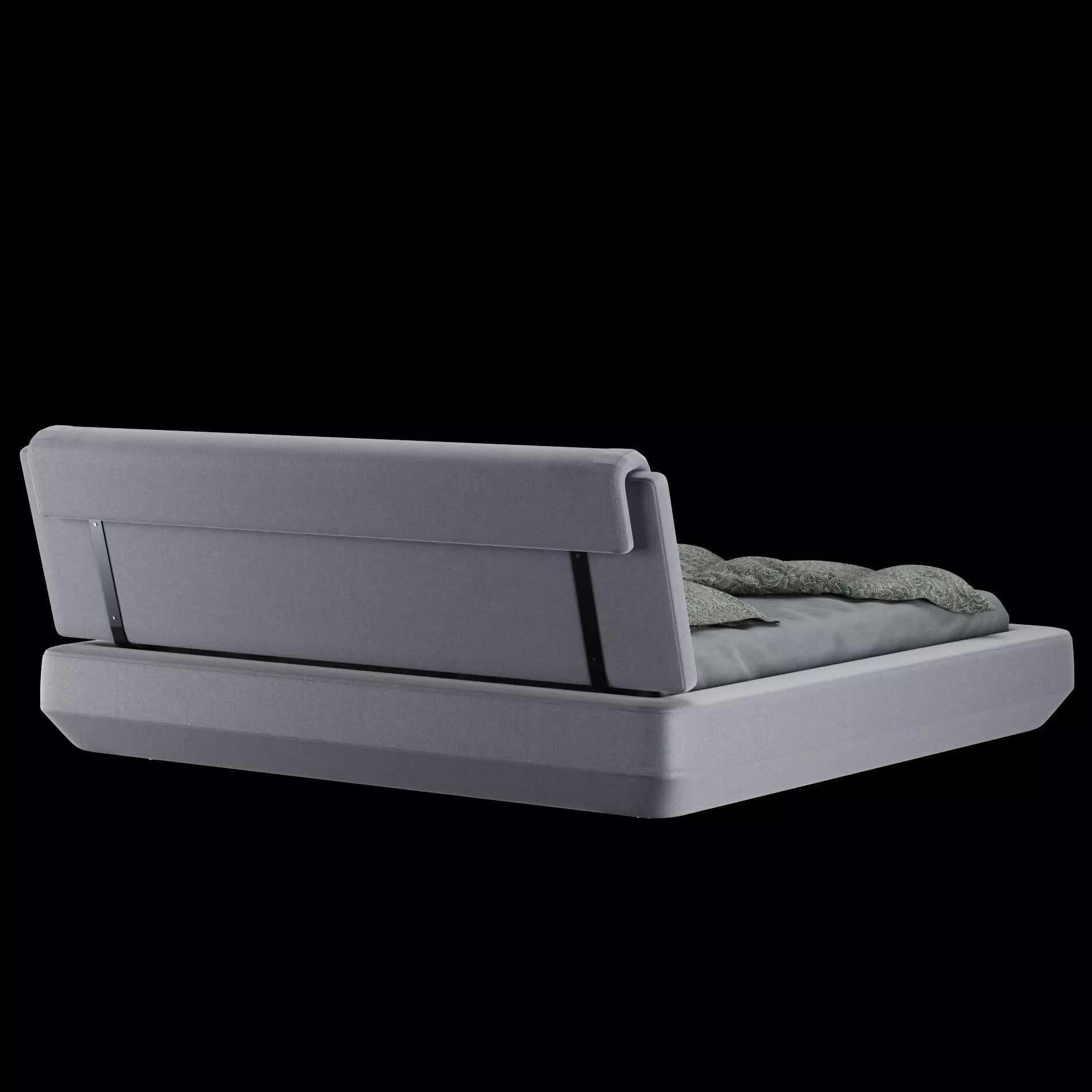 Bed with pillows and blanket 024 3D model_13