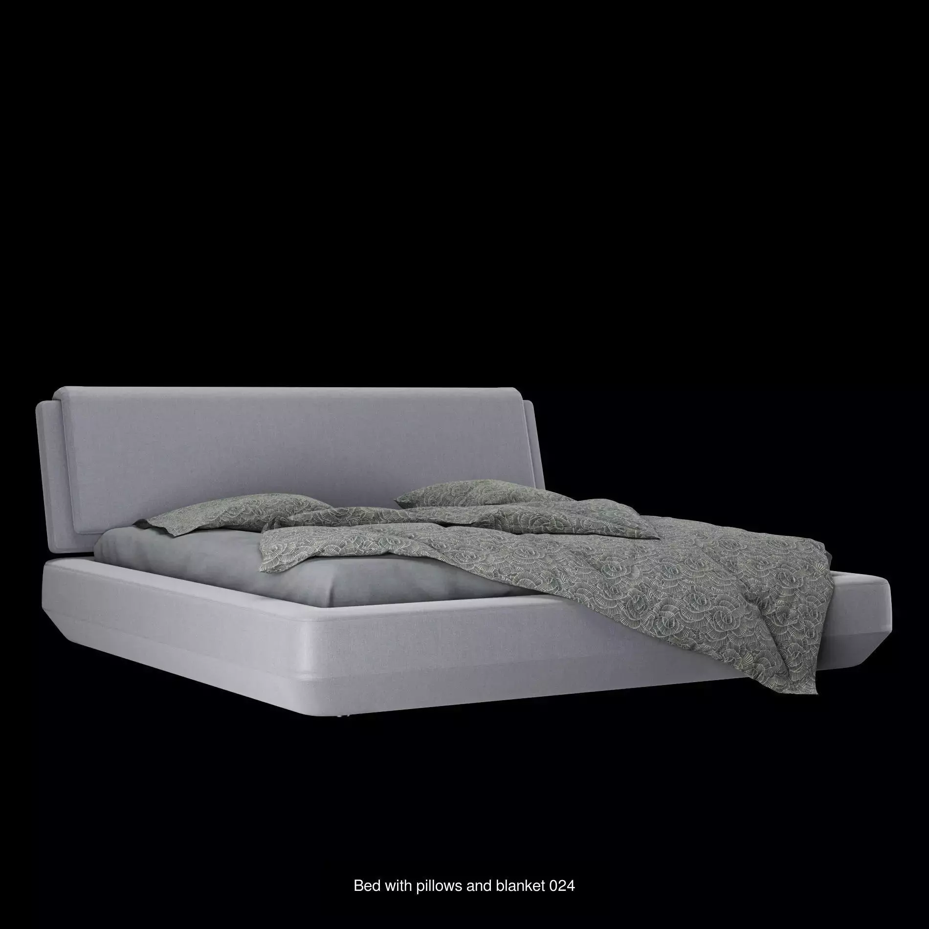 Bed with pillows and blanket set6 3D Model Collection_5