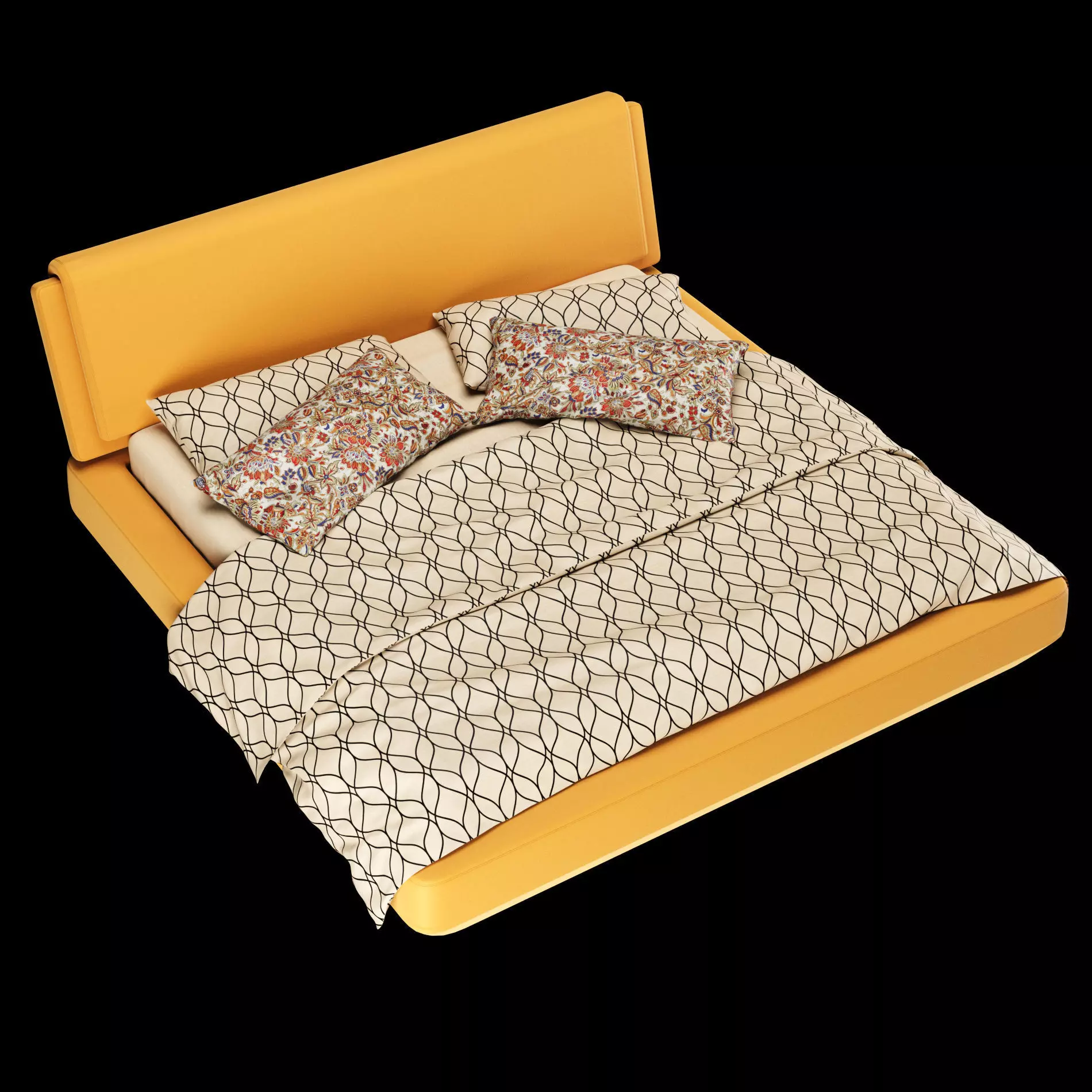 Bed with pillows and blanket set6 3D Model Collection_8