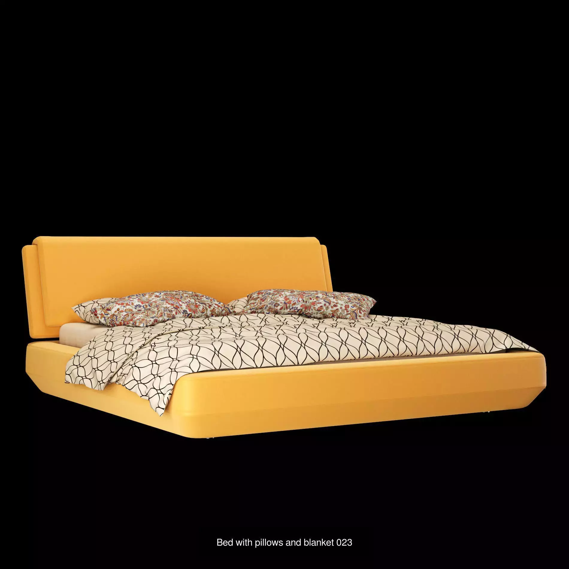 Bed with pillows and blanket set6 3D Model Collection_4