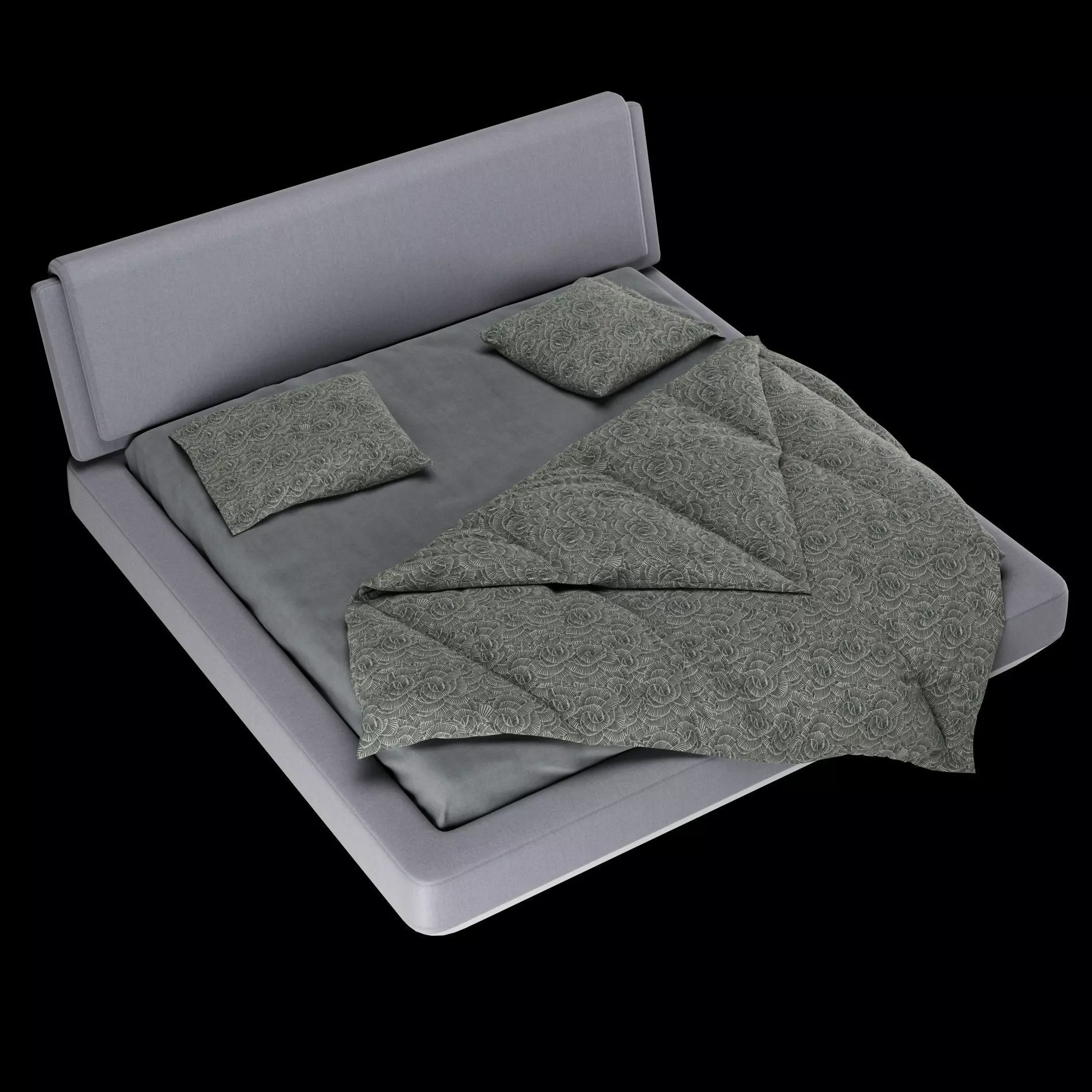 Bed with pillows and blanket set6 3D Model Collection_9