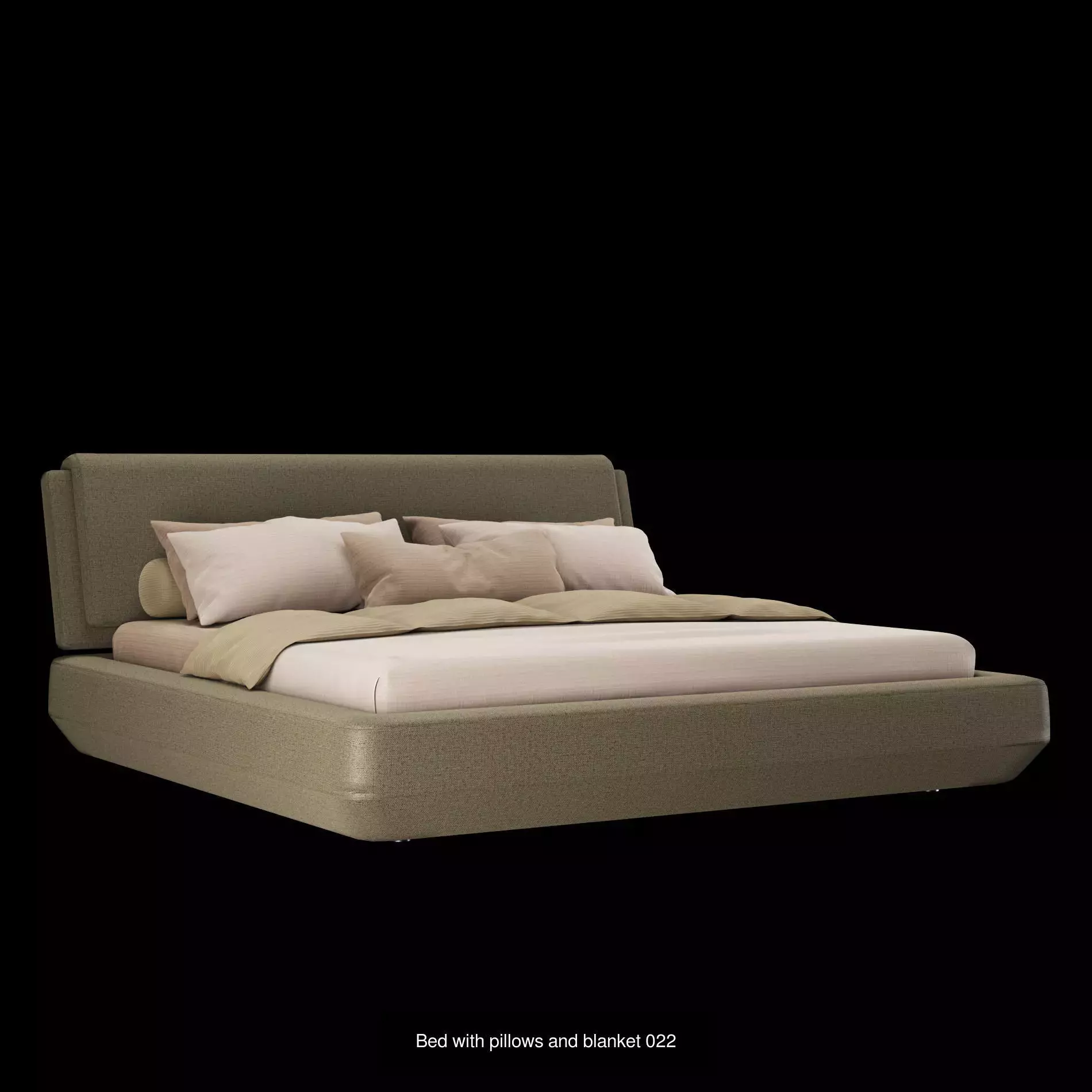 Bed with pillows and blanket set6 3D Model Collection_3