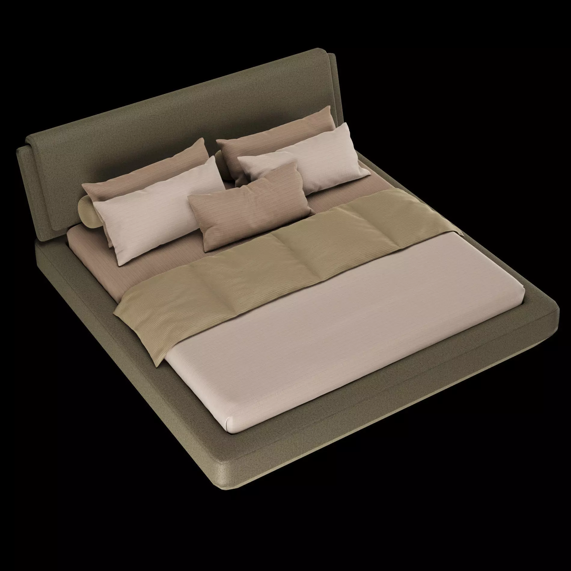 Bed with pillows and blanket set6 3D Model Collection_7