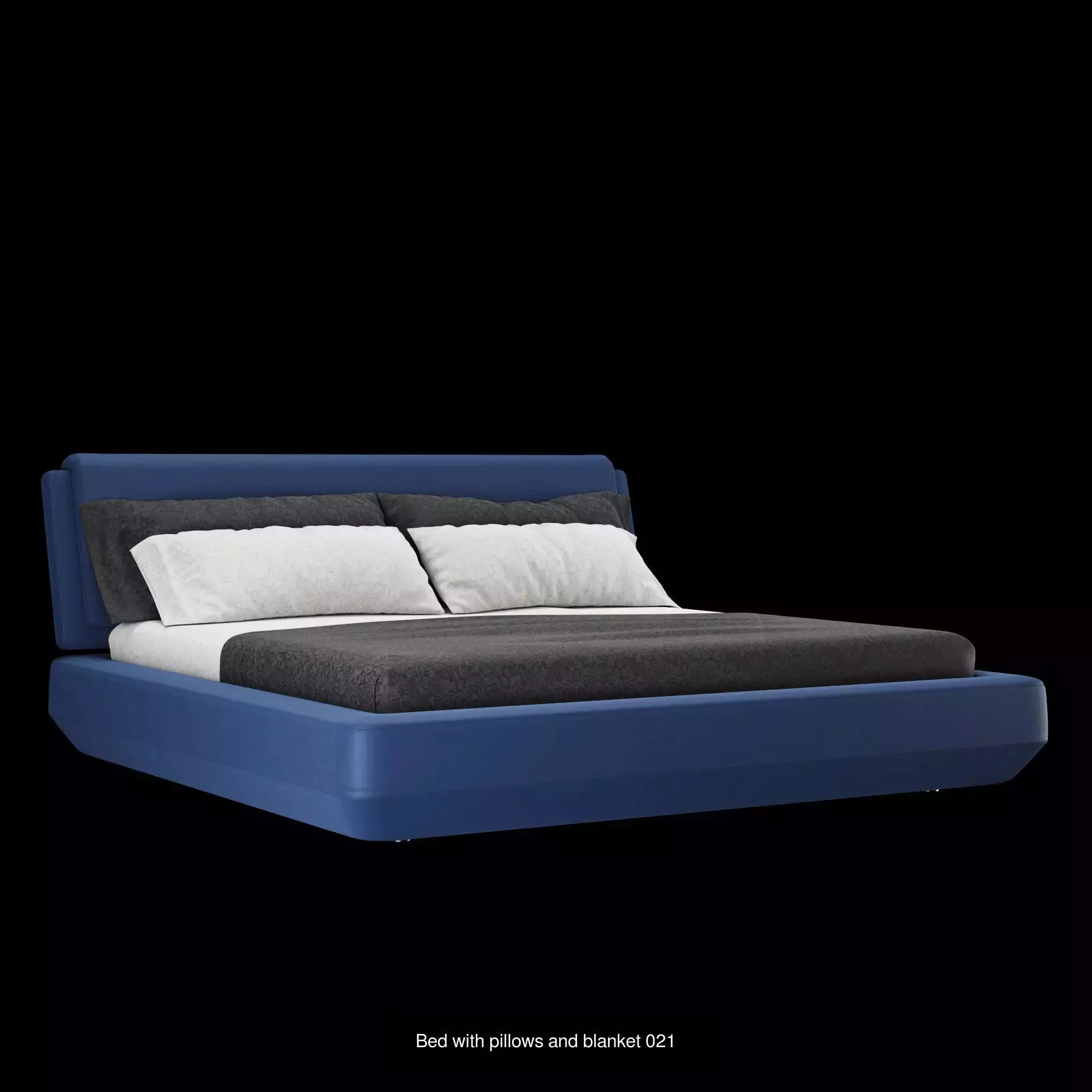 Bed with pillows and blanket set6 3D Model Collection_2