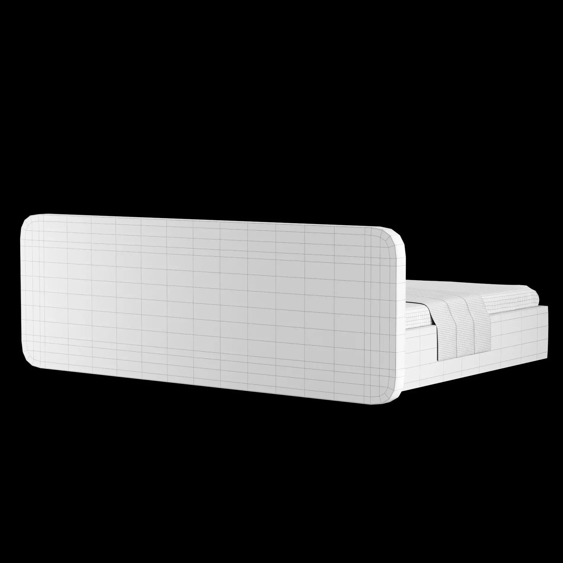 Bed with pillows and blanket 025 3D model_14