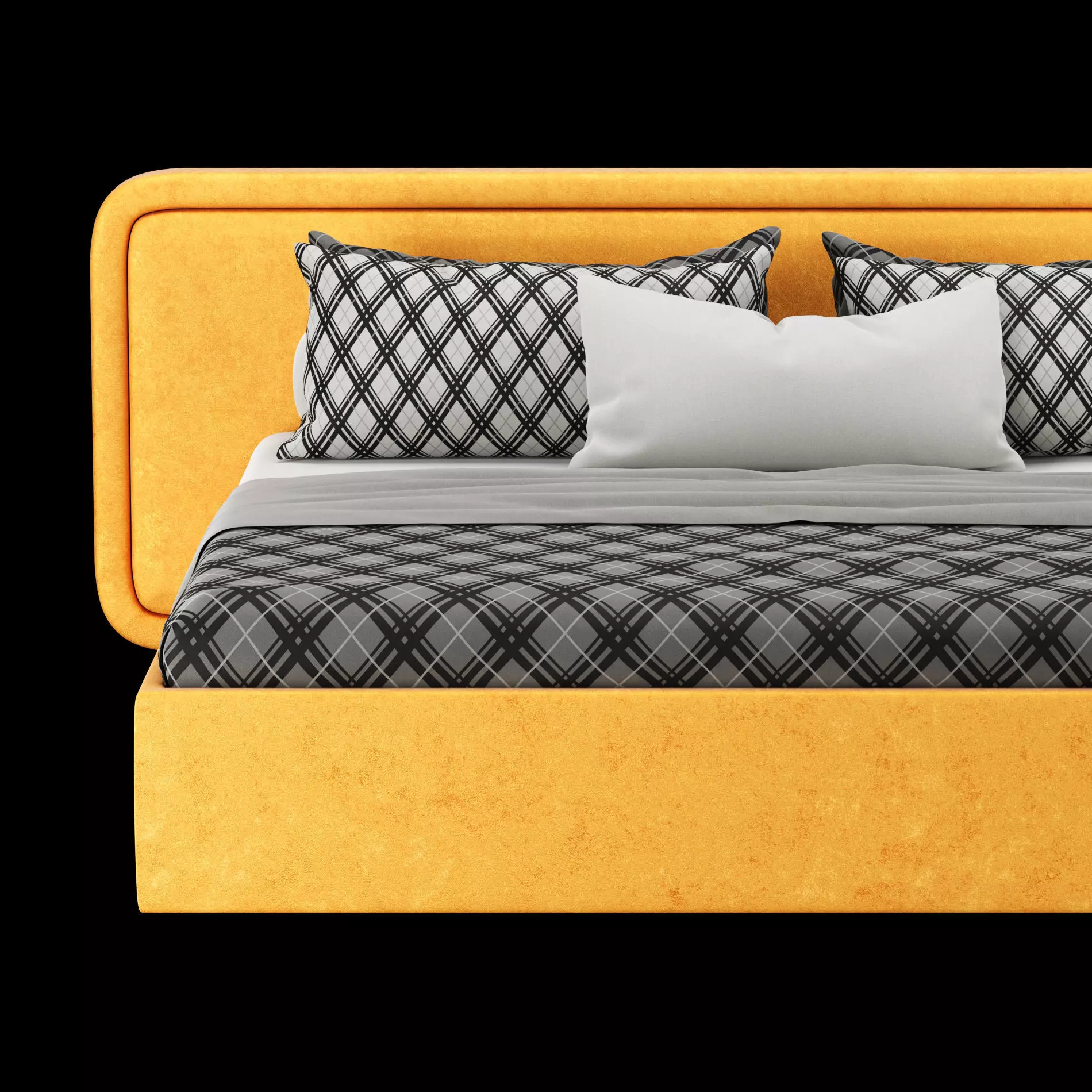 Bed with pillows and blanket 025 3D model_5