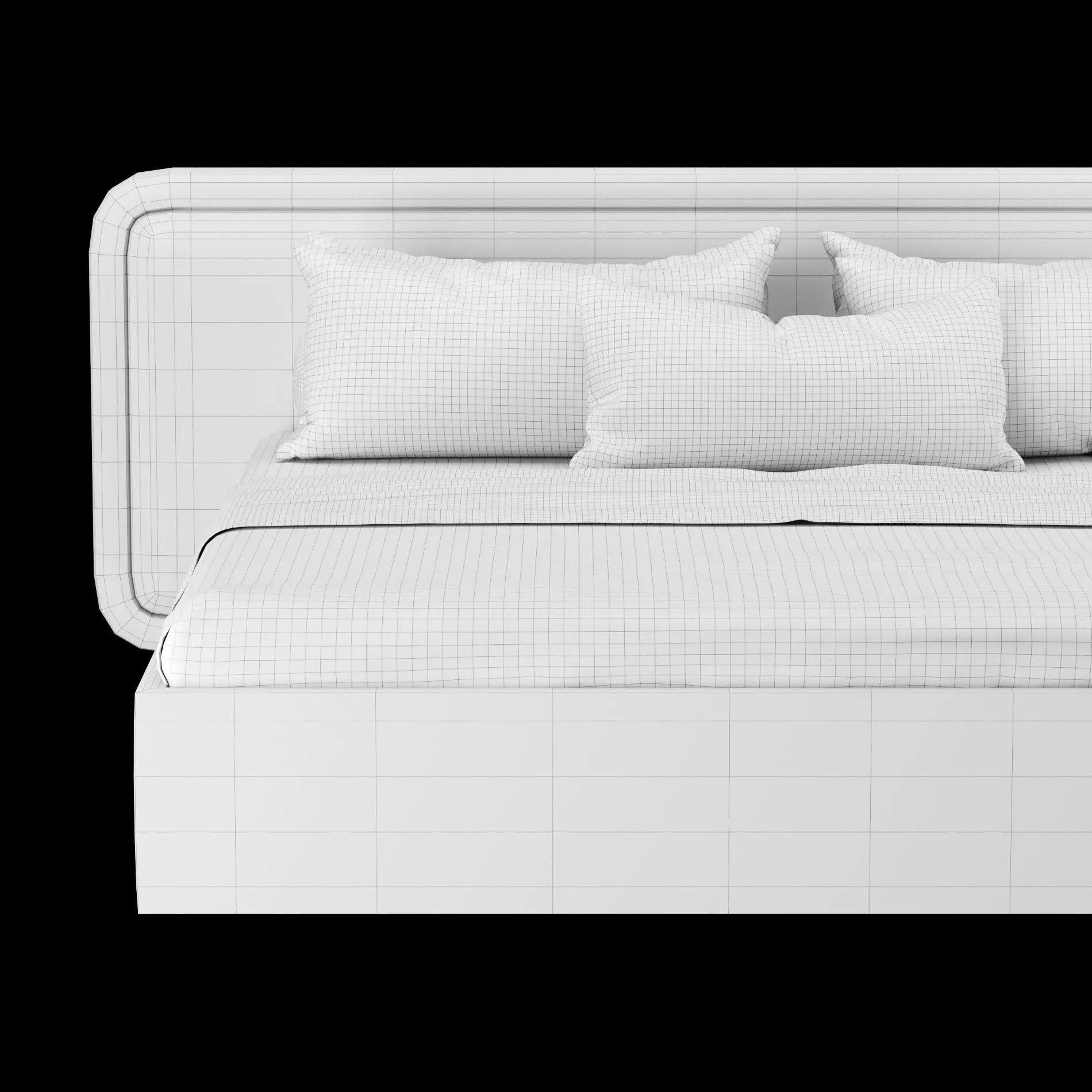 Bed with pillows and blanket 025 3D model_6
