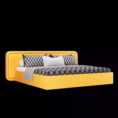 Modern fabric uypholstered double bed with bedding set 025