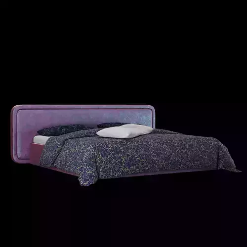 Modern fabric upholstered double bed with bedding set 027