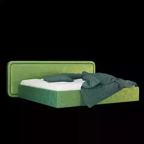 Bed with pillows and blanket 028 3D model