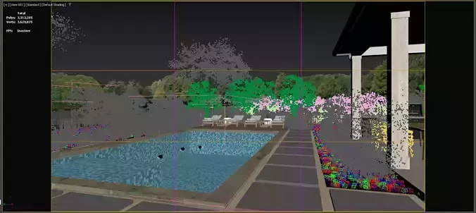 Tropical Backyard Exterior Scene 3D model 7