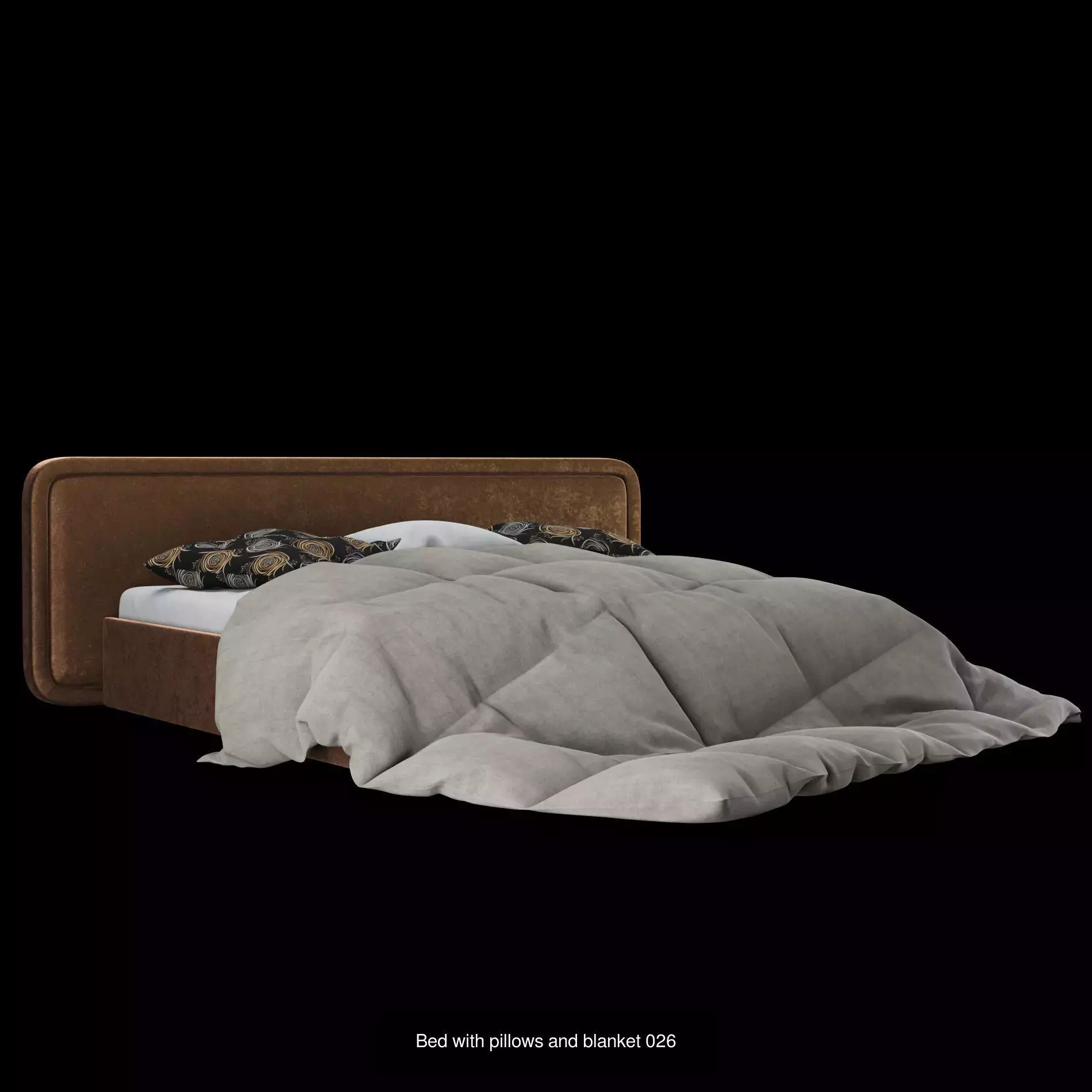 Bed with pillows and blanket set7 3D Model Collection_3