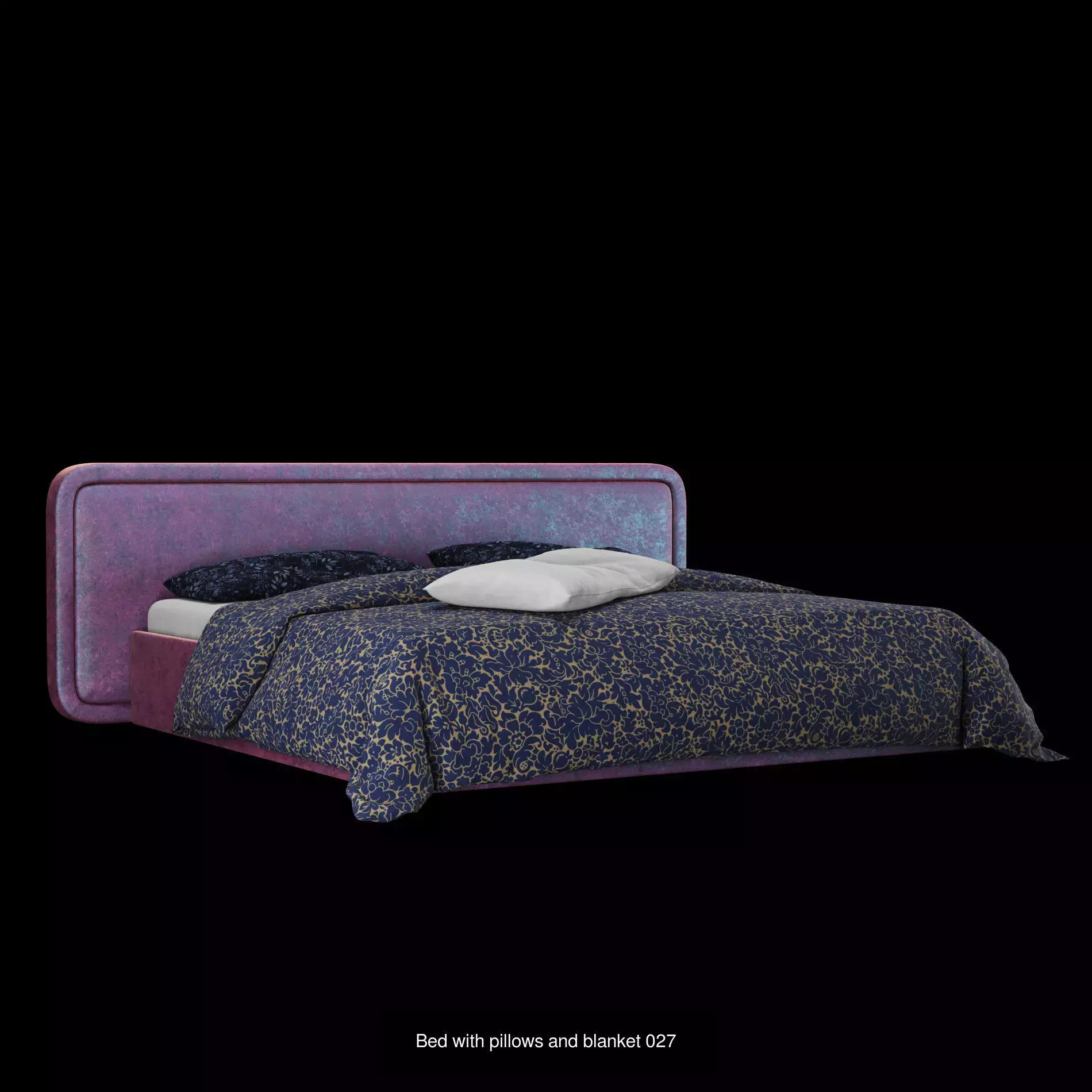 Bed with pillows and blanket set7 3D Model Collection_4