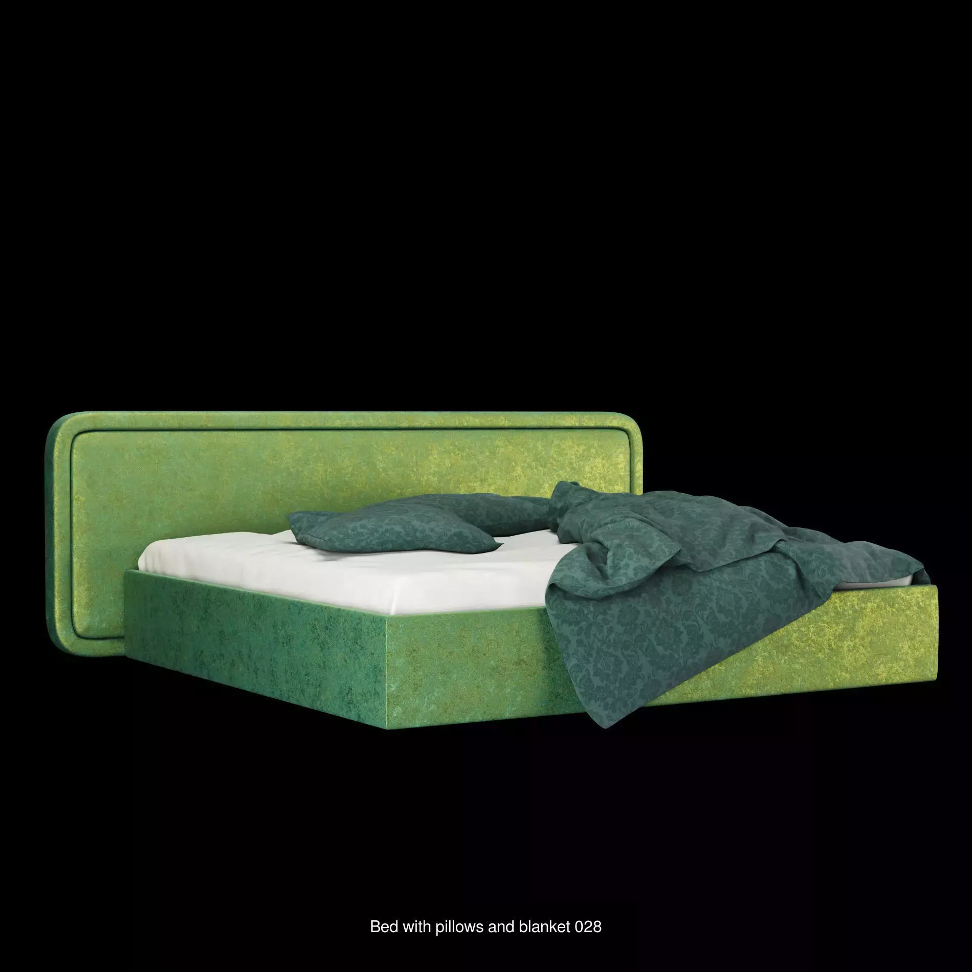 Bed with pillows and blanket set7 3D Model Collection_5