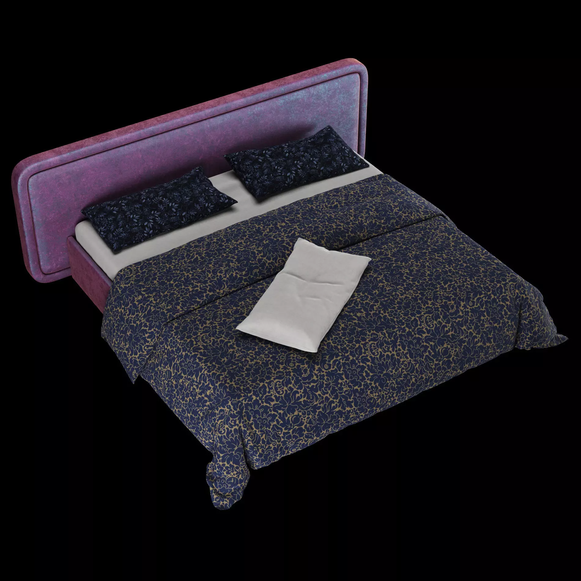 Bed with pillows and blanket set7 3D Model Collection_9