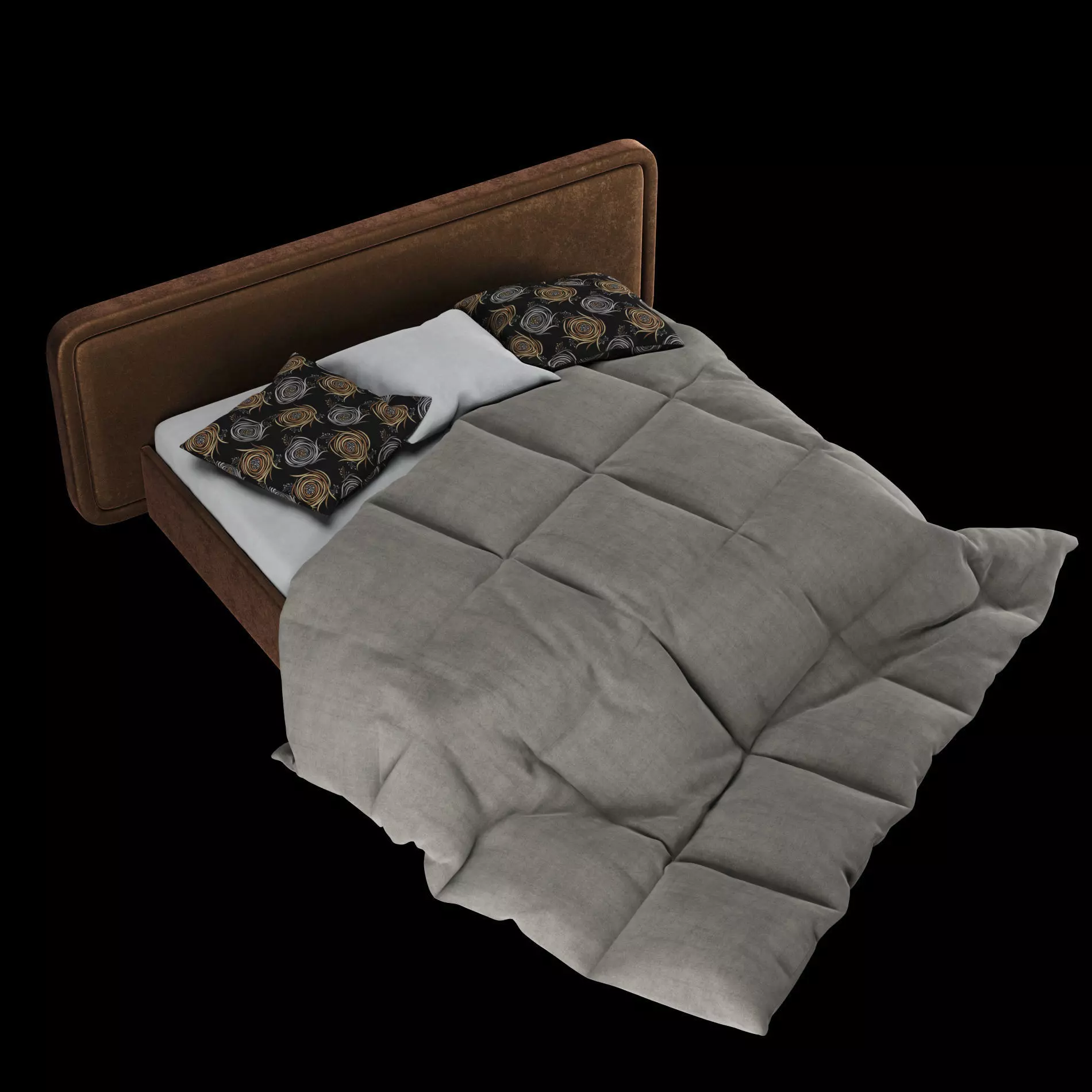 Bed with pillows and blanket set7 3D Model Collection_8