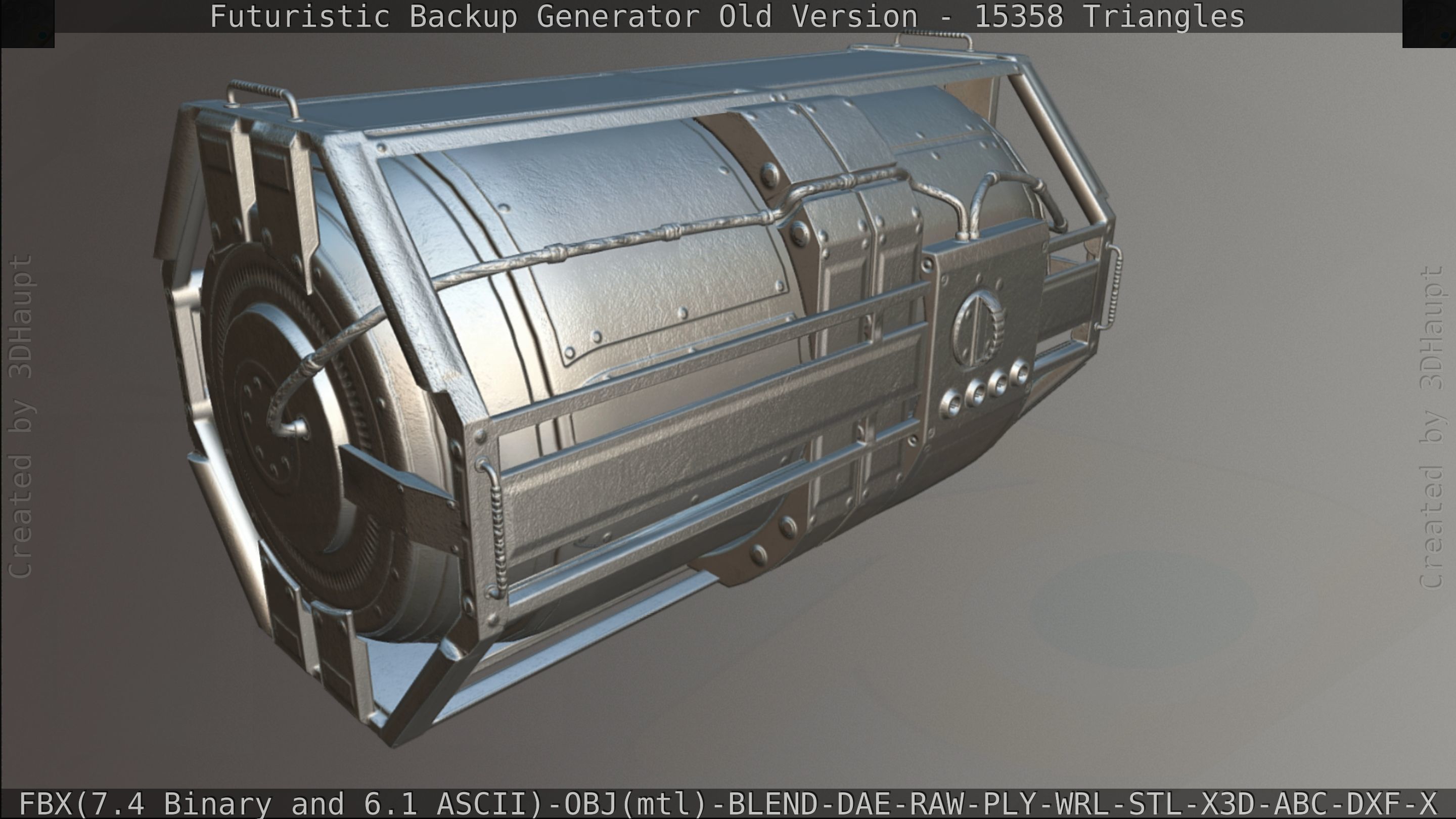 Futuristic Backup Generator Old And Dirty Version Low-poly 3D model_172