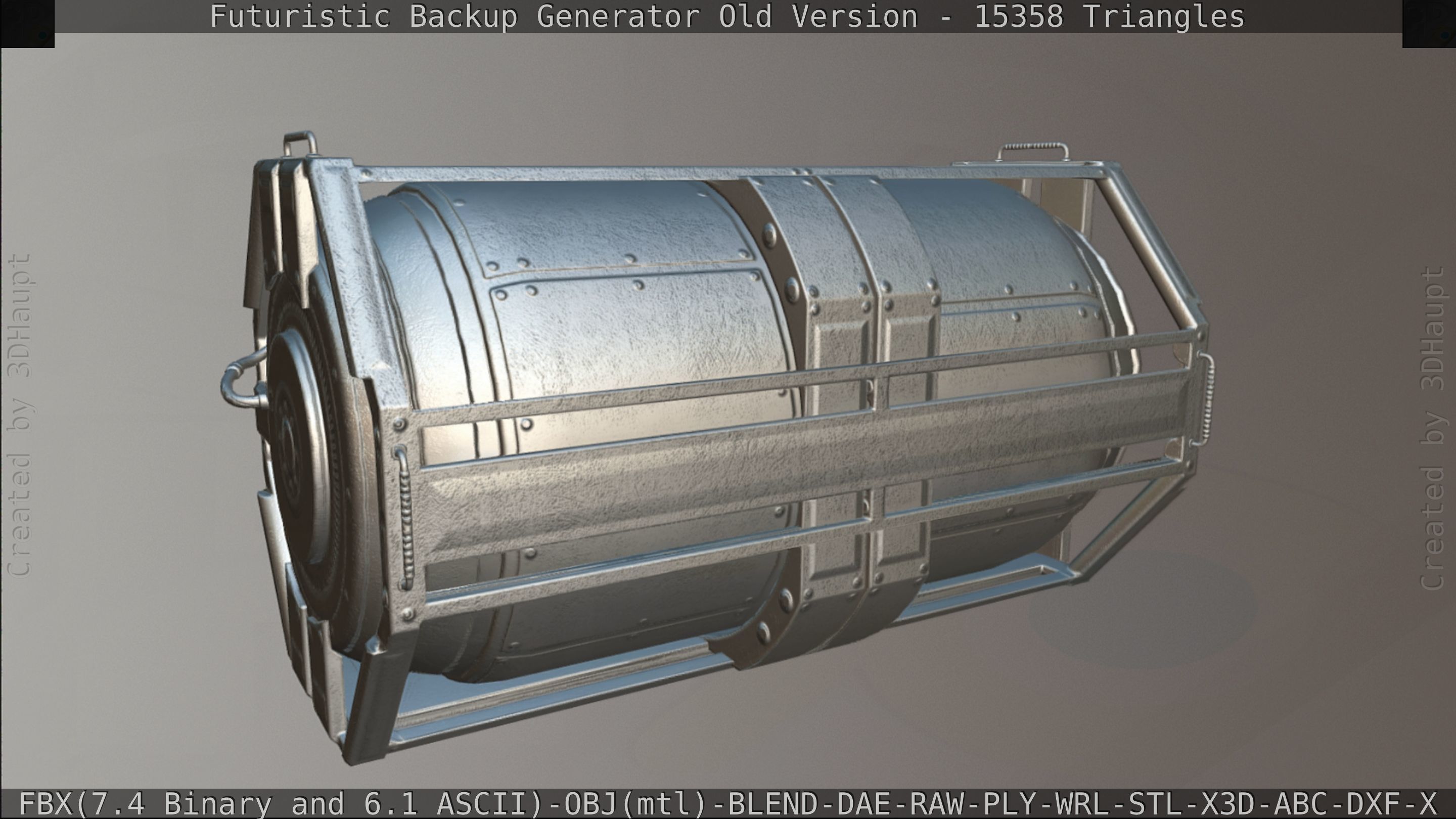 Futuristic Backup Generator Old And Dirty Version Low-poly 3D model_155