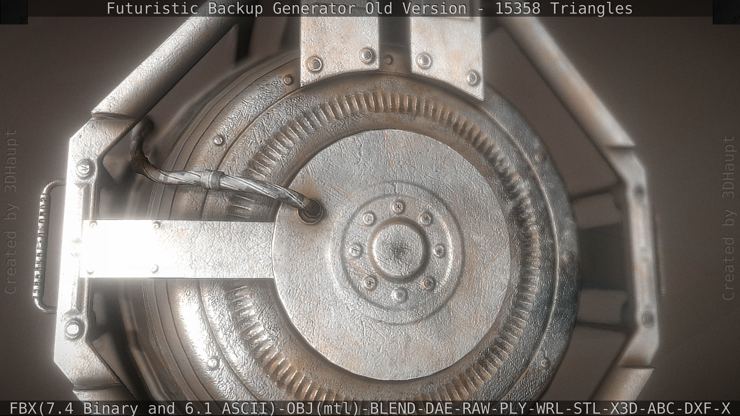 Futuristic Backup Generator Old And Dirty Version Low-poly 3D model_29