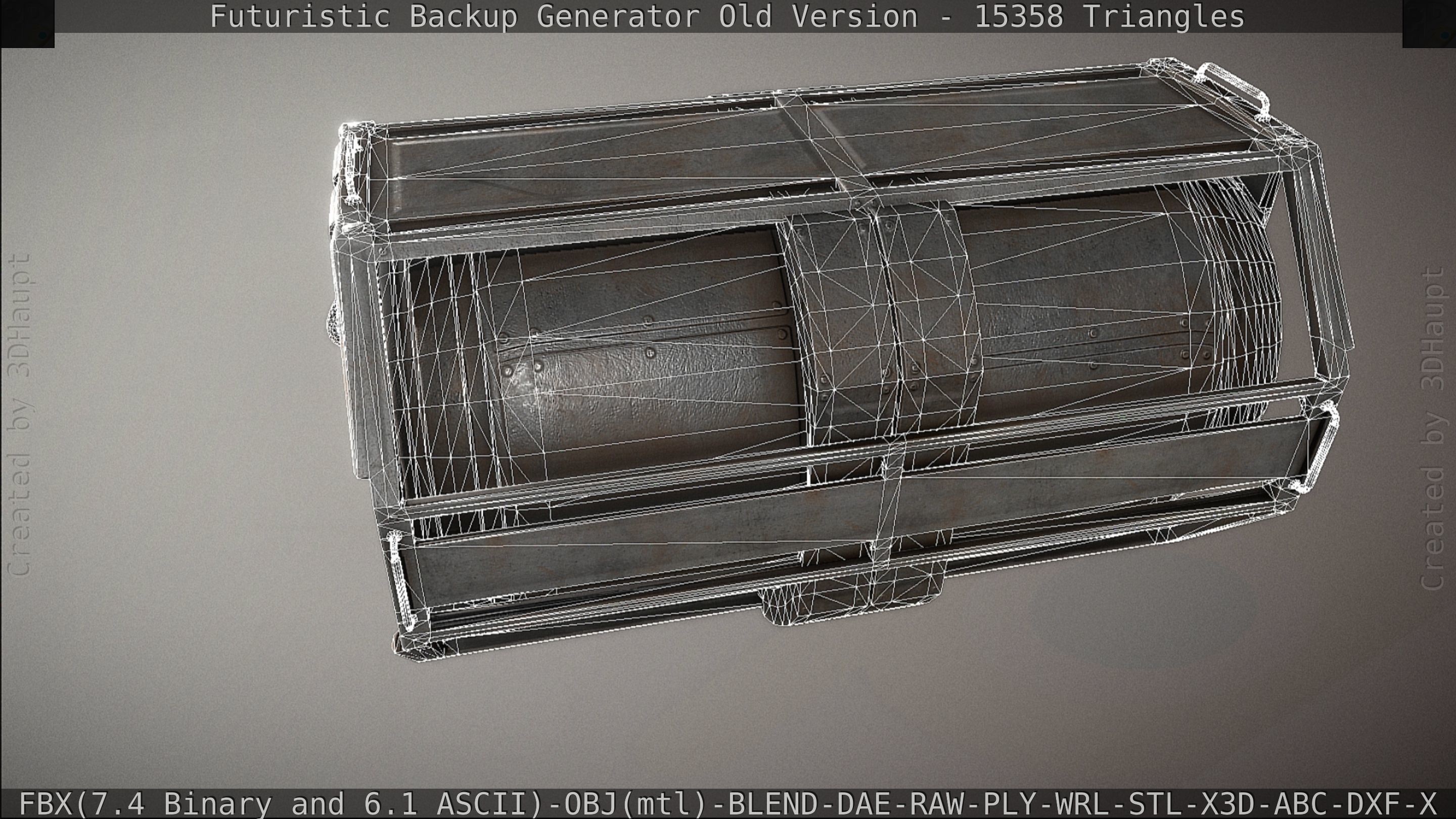 Futuristic Backup Generator Old And Dirty Version Low-poly 3D model_114