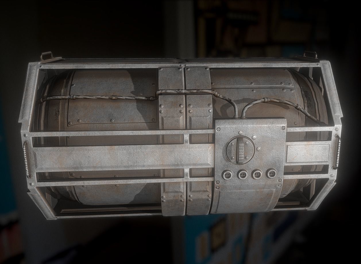 Futuristic Backup Generator Old And Dirty Version Low-poly 3D model_3