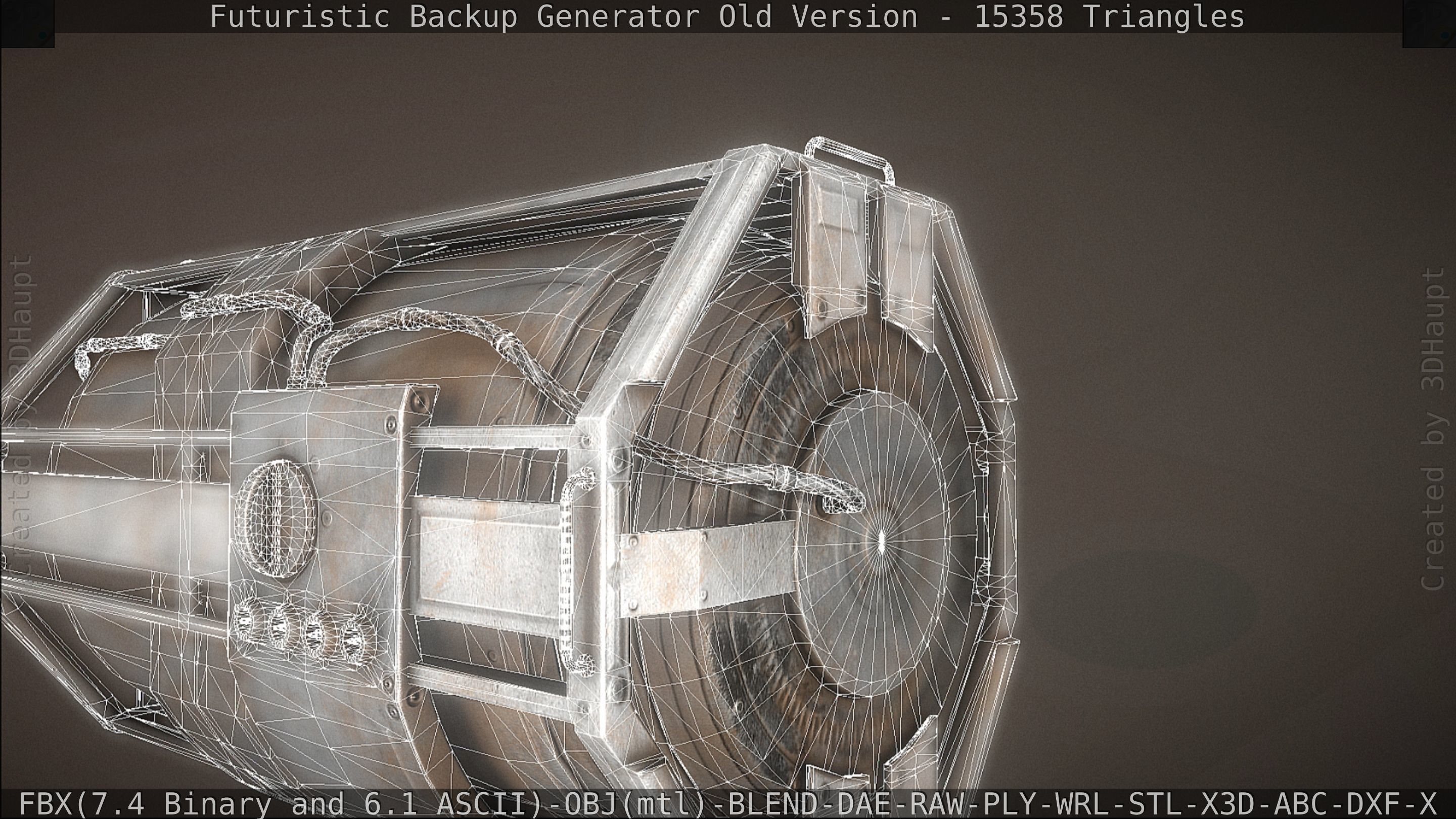 Futuristic Backup Generator Old And Dirty Version Low-poly 3D model_119