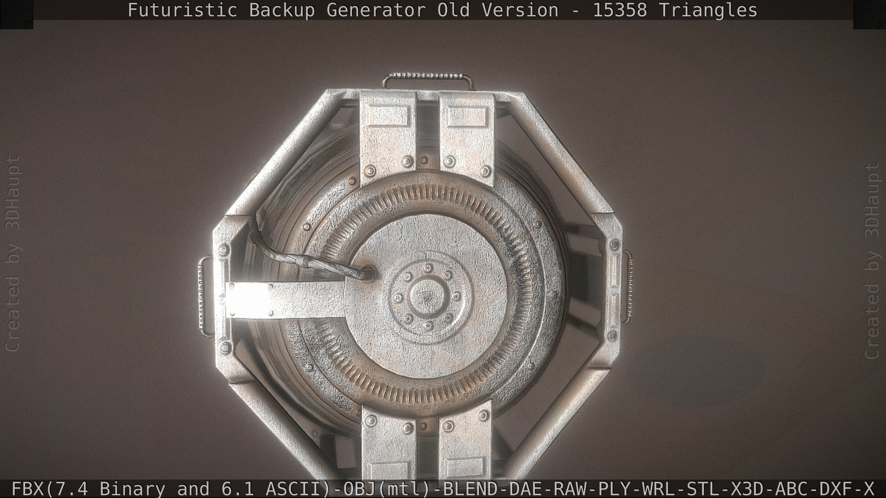 Futuristic Backup Generator Old And Dirty Version Low-poly 3D model_77