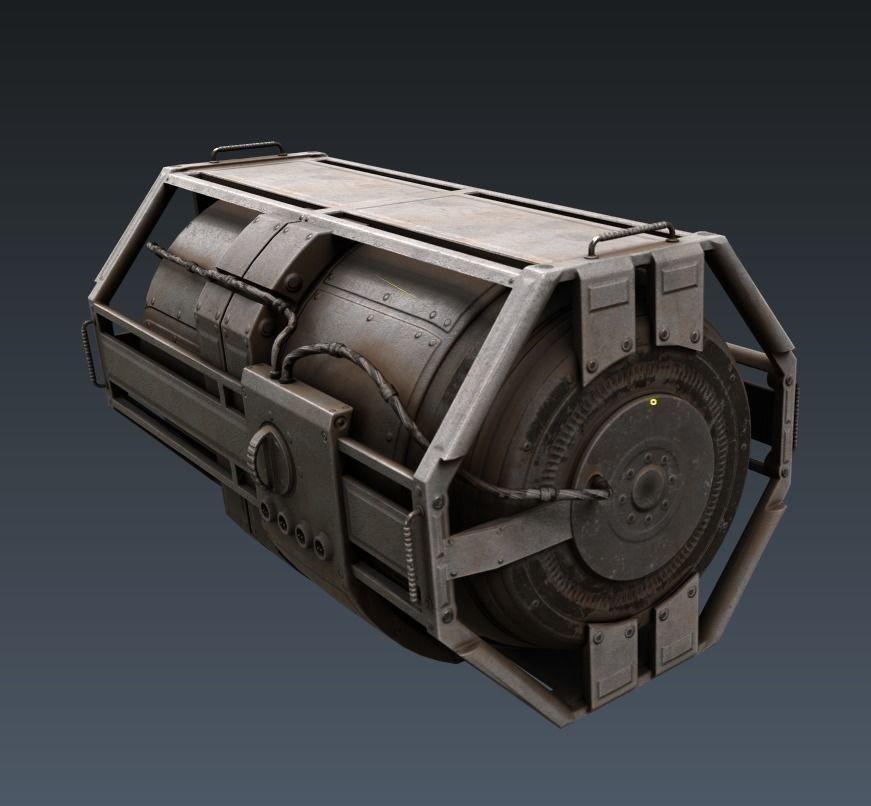Futuristic Backup Generator Old And Dirty Version Low-poly 3D model_6