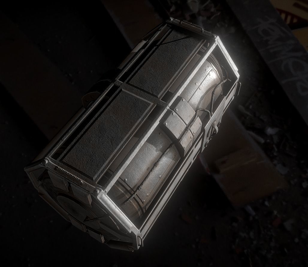 Futuristic Backup Generator Old And Dirty Version Low-poly 3D model_4