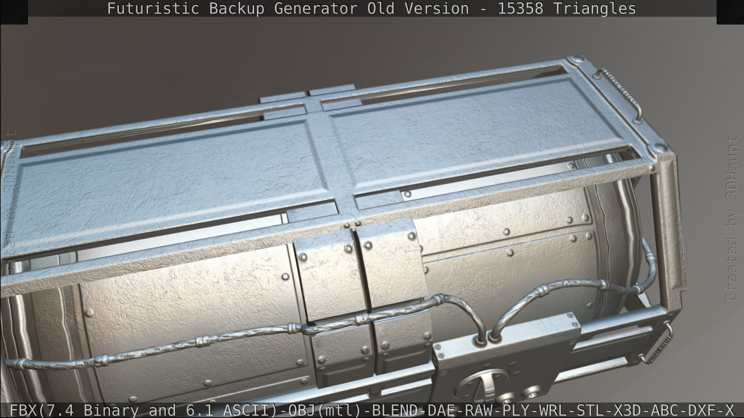 Futuristic Backup Generator Old And Dirty Version Low-poly 3D model_153
