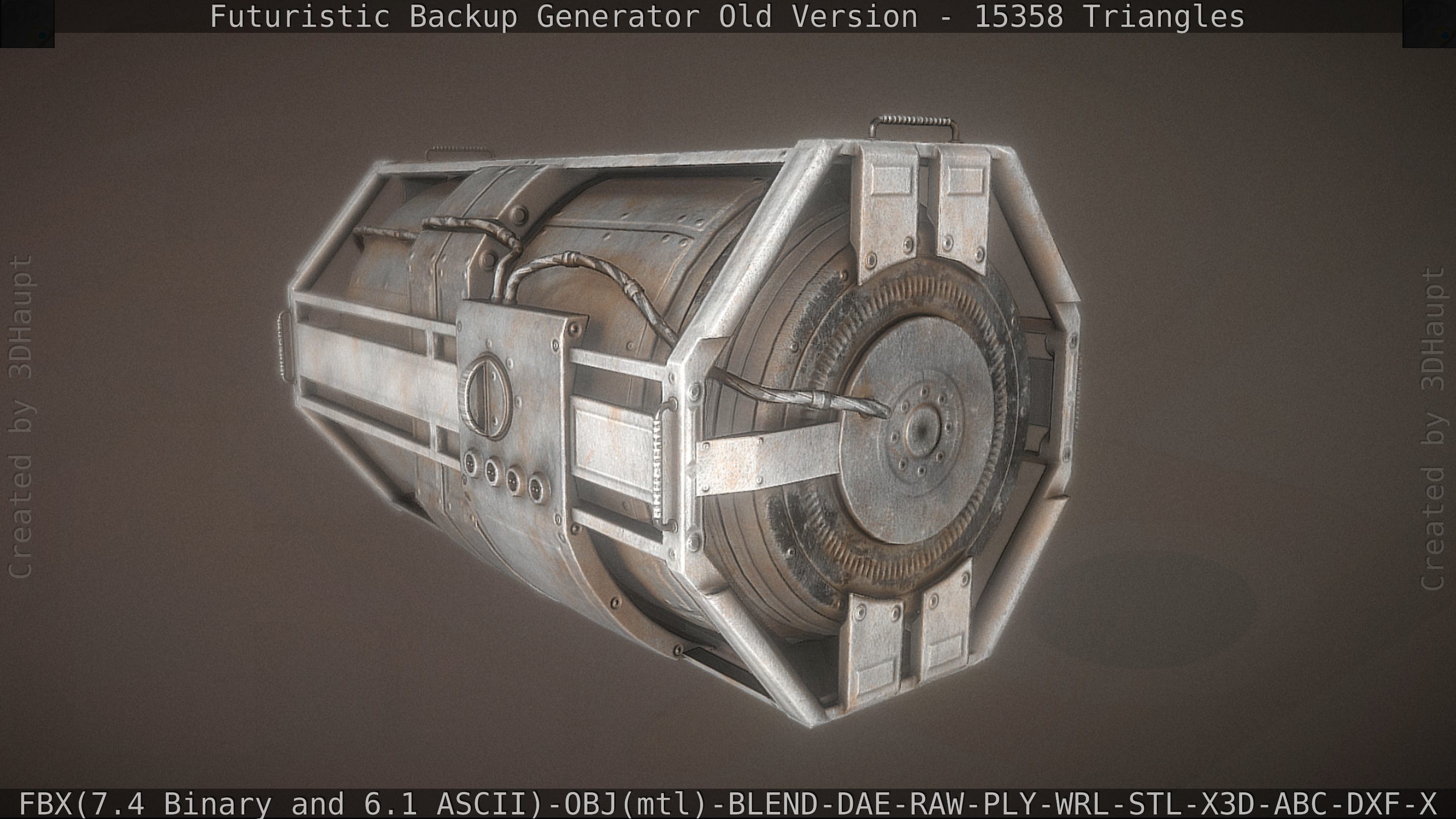 Futuristic Backup Generator Old And Dirty Version Low-poly 3D model_22