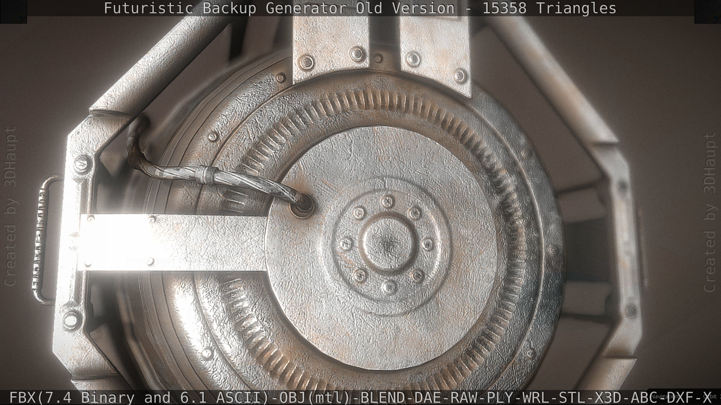 Futuristic Backup Generator Old And Dirty Version Low-poly 3D model_32