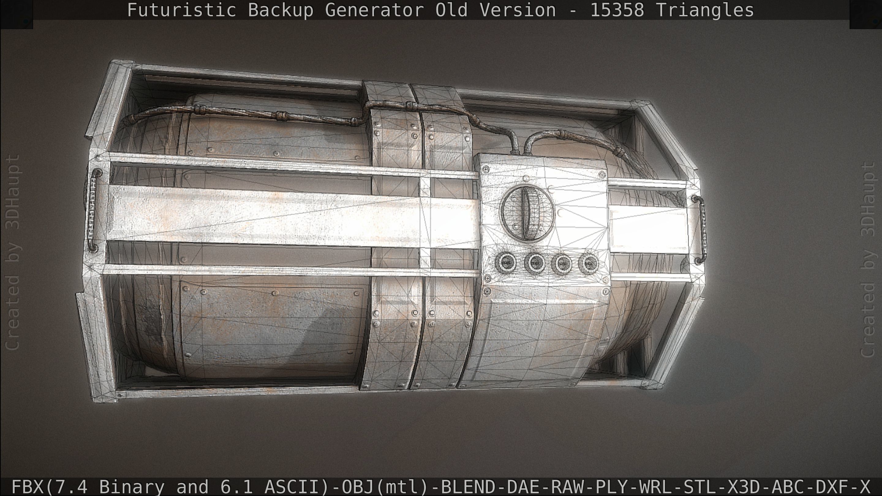 Futuristic Backup Generator Old And Dirty Version Low-poly 3D model_78