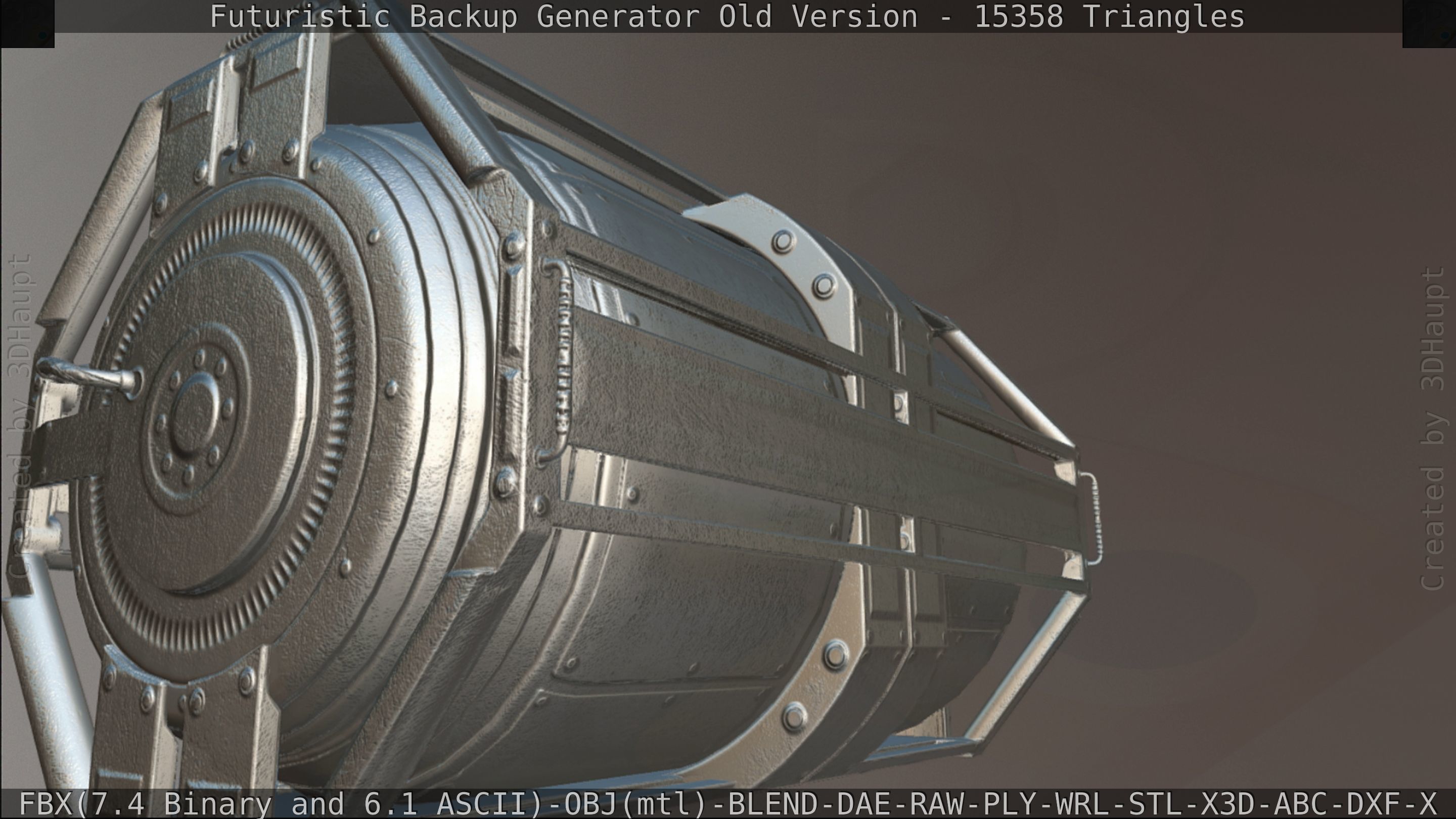 Futuristic Backup Generator Old And Dirty Version Low-poly 3D model_173