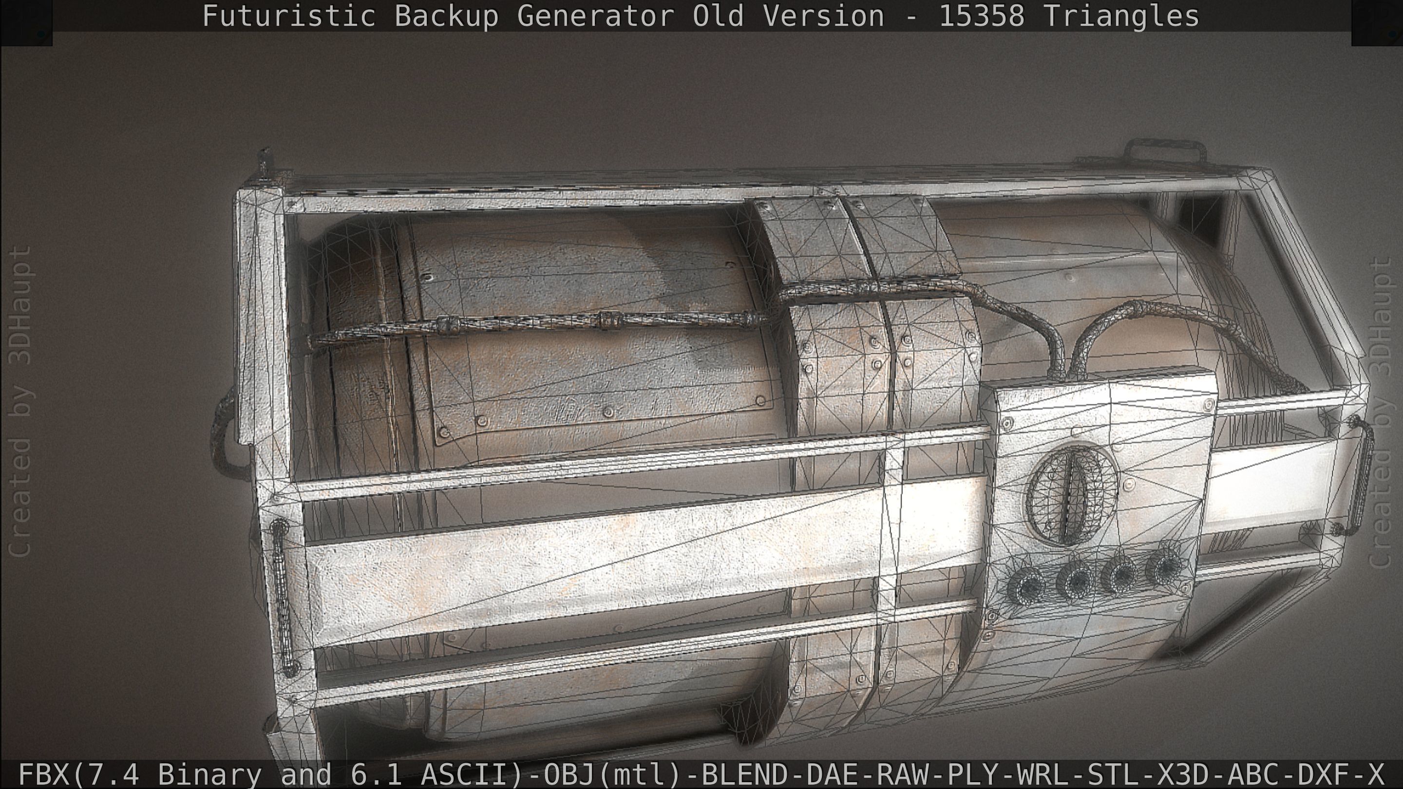 Futuristic Backup Generator Old And Dirty Version Low-poly 3D model_107
